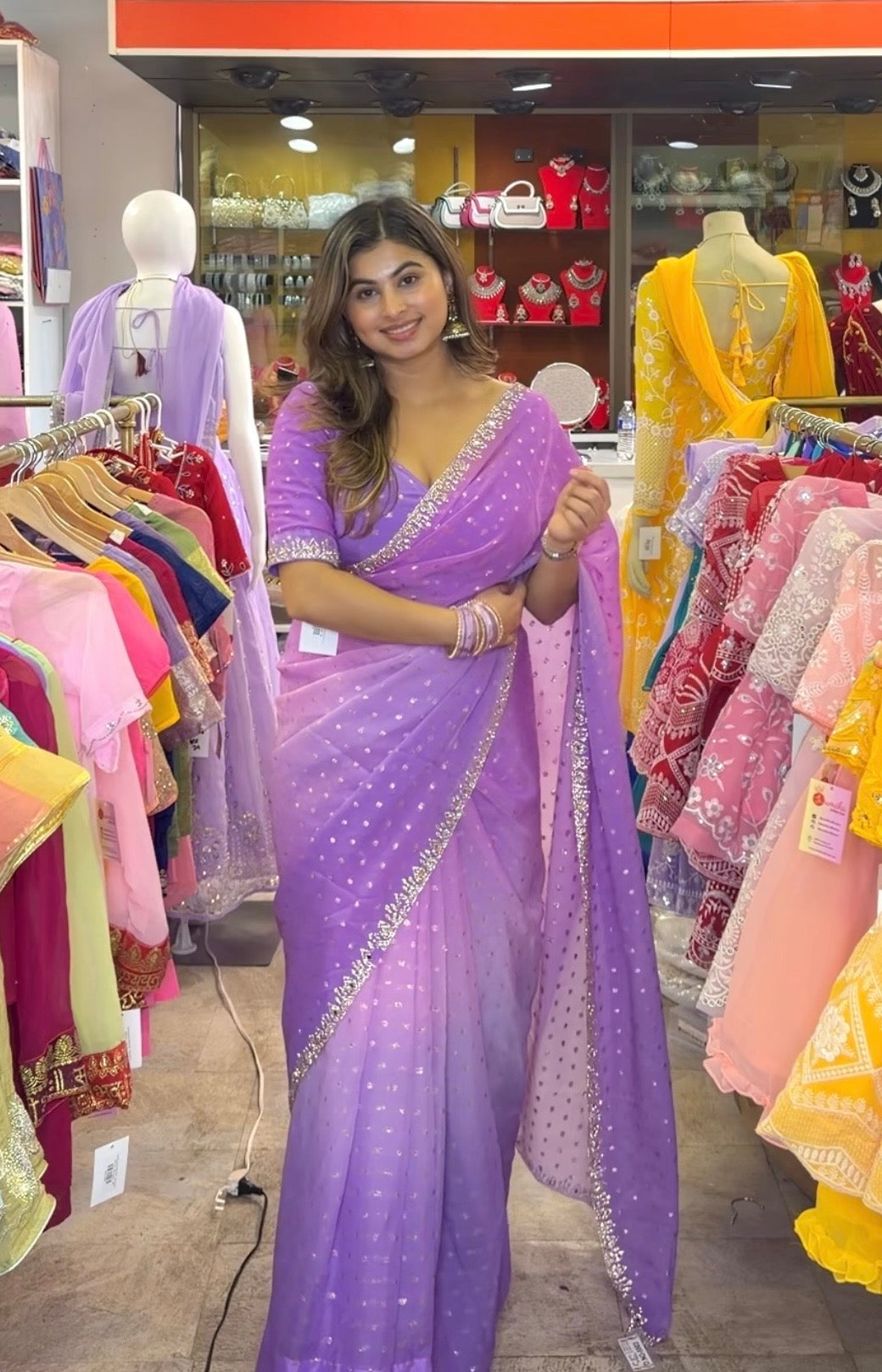 Ombre Ready-to-Wear Georgette Saree Set