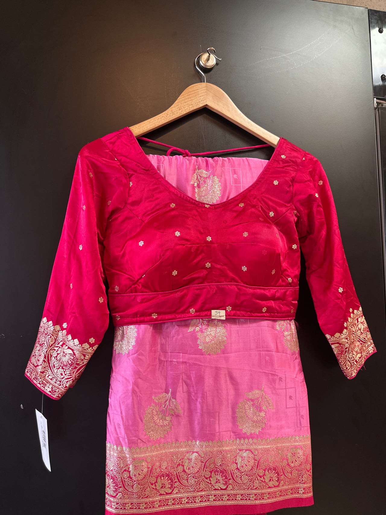 Satin Banarasi Saree - Light Pink Ready to Wear Saree Set