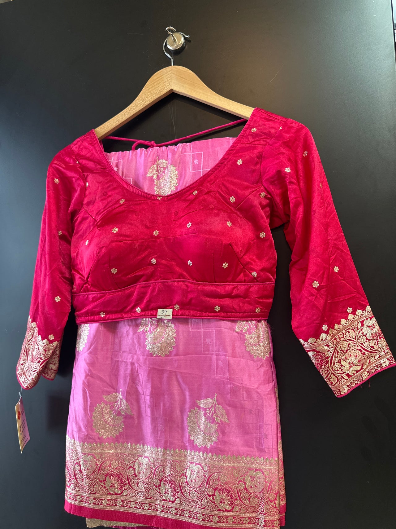 Satin Banarasi Saree - Light Pink Ready to Wear Saree Set