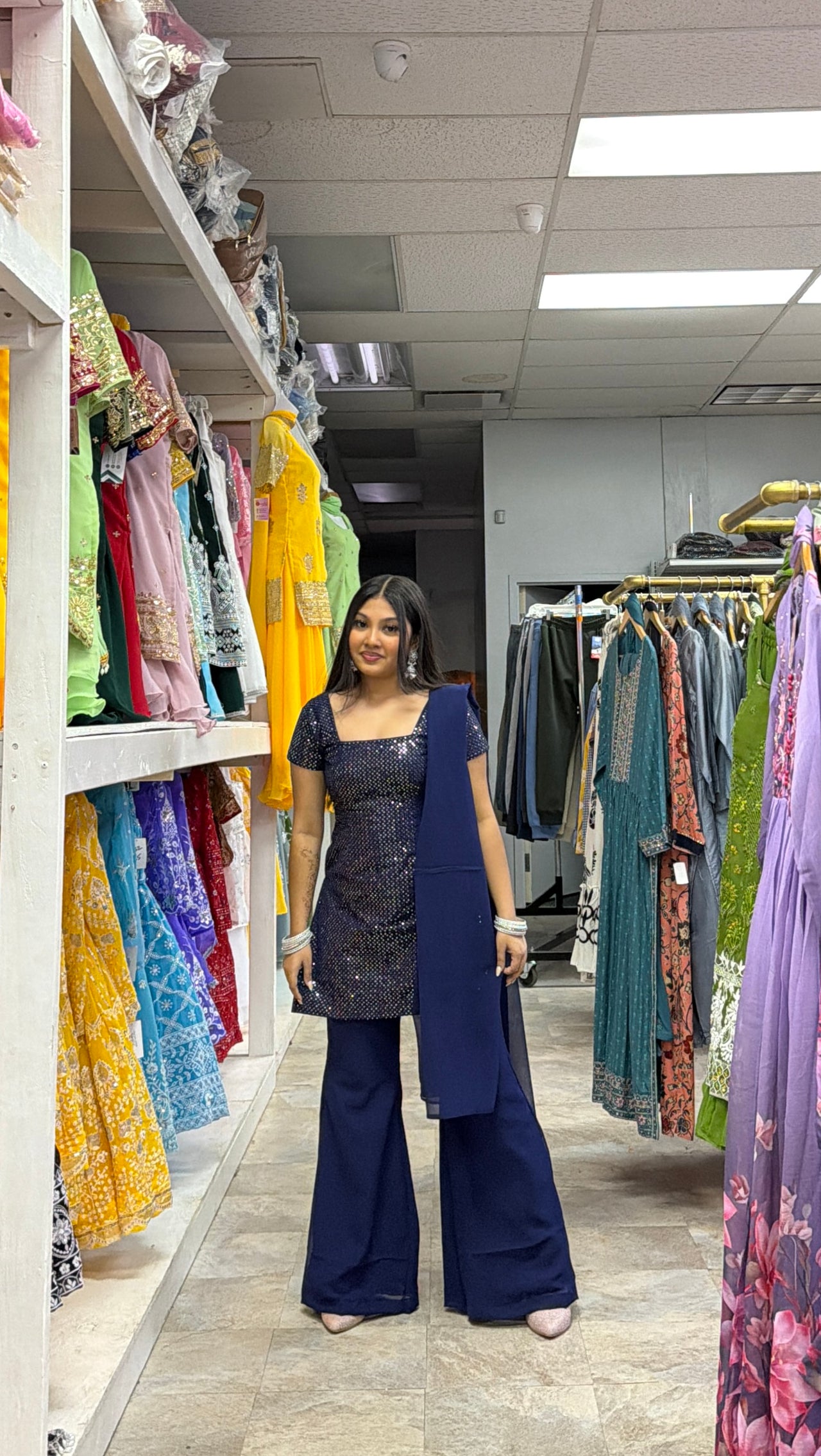 Navy Blue 90’s Inspired Embroidered Kurta Set