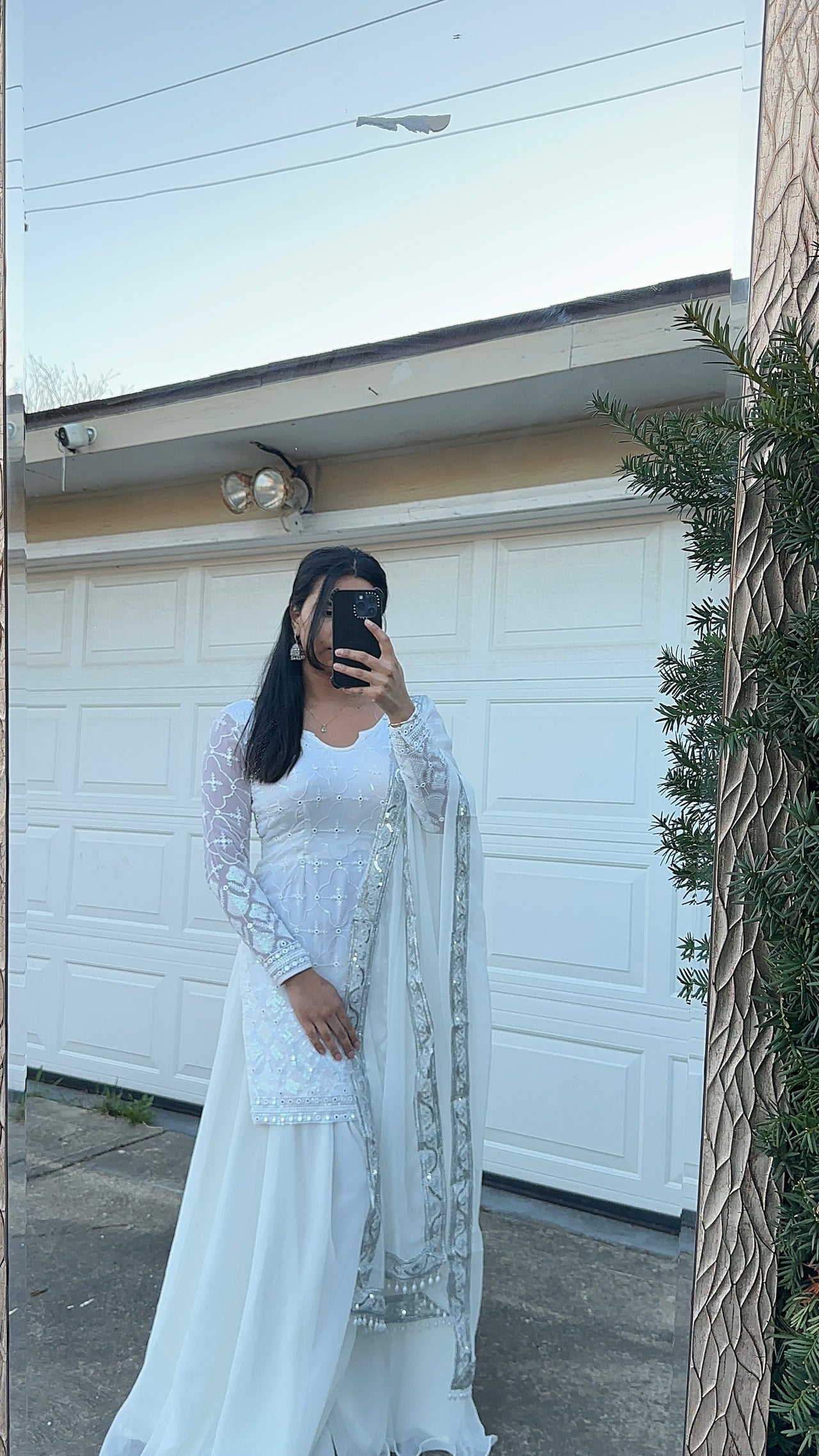 FULL SLEEVE CREAM THREE PIECE SHARARA KURTHI SET