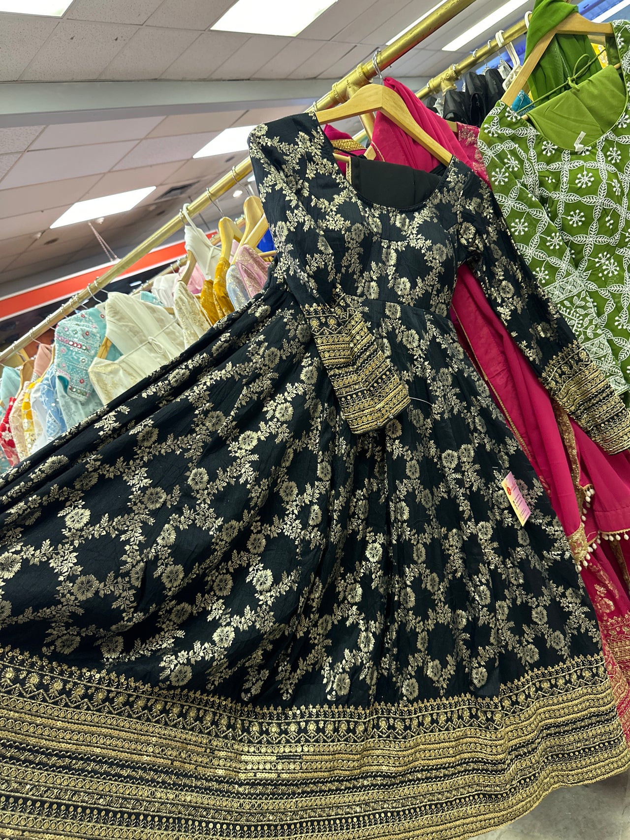 Black Dola Slik High Quality Anarkali Set