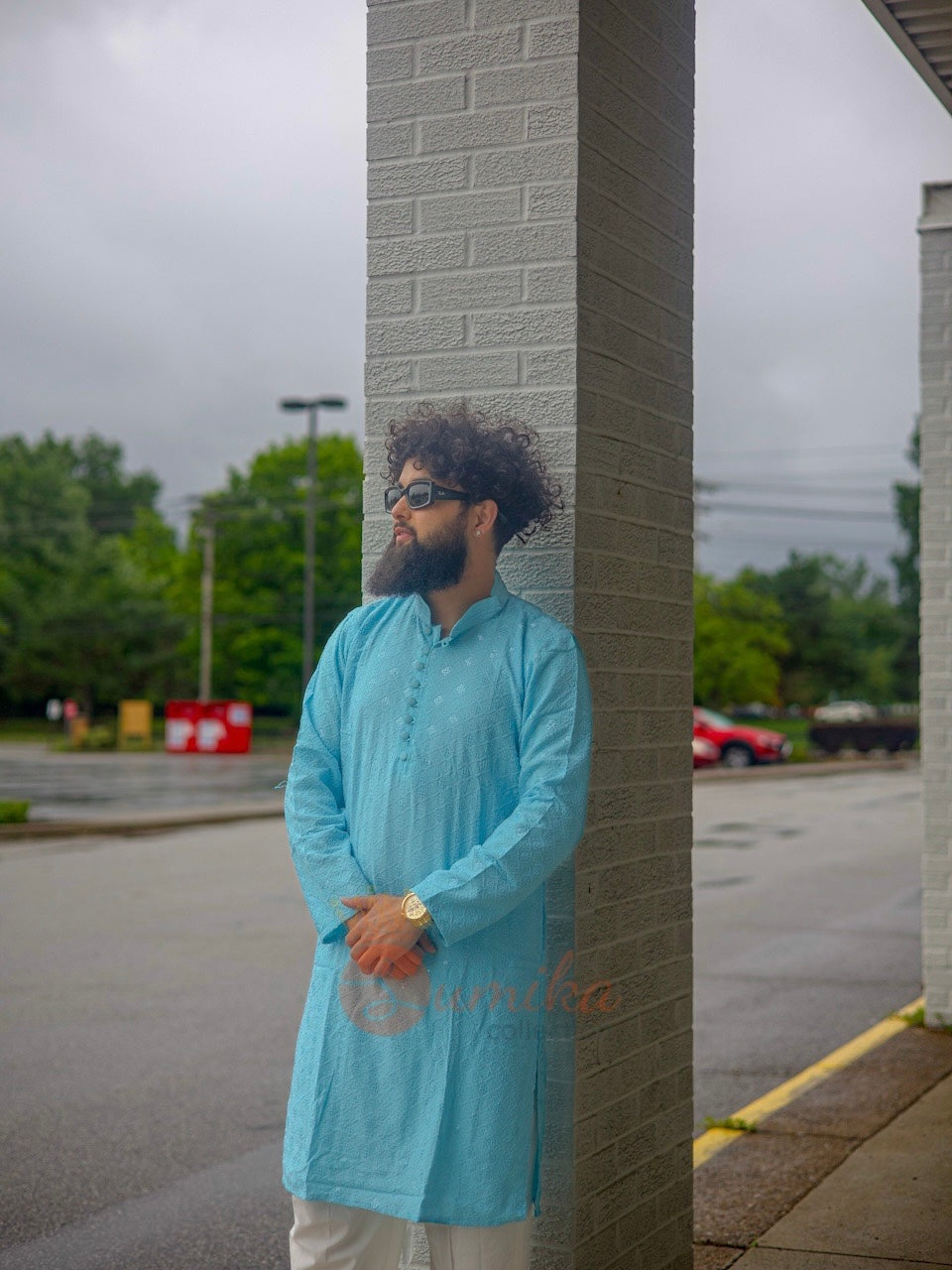 Premium Light Blue Chikankari Kurta Set