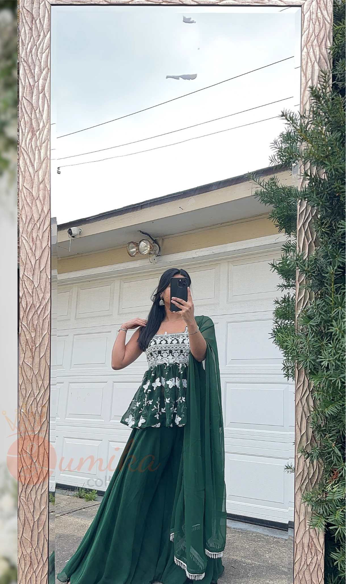 Drak Green Three Piece Sarara Set