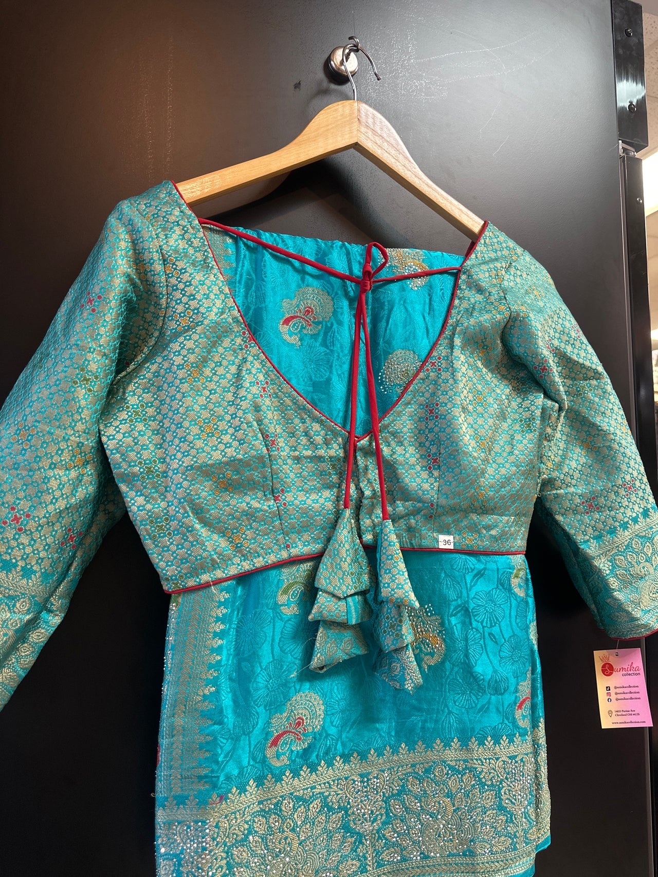 Banarasi Ready to Wear Saree Set- Teal Blue
