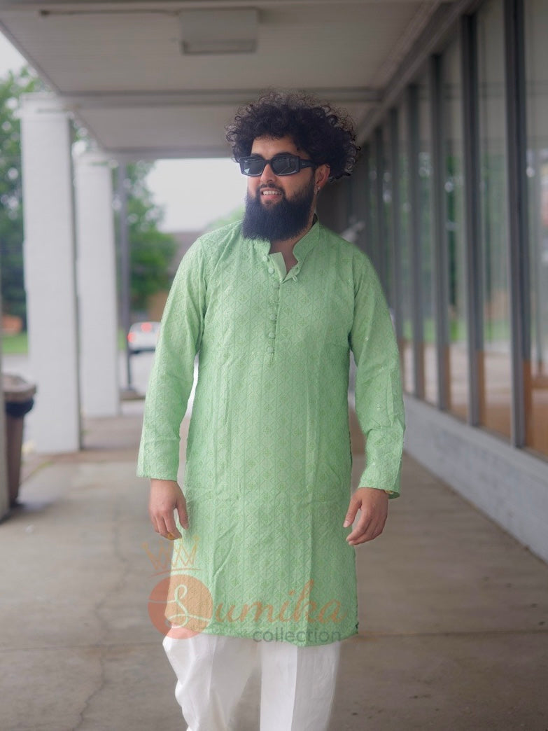 Premium Light Green Chikankari Kurta Set
