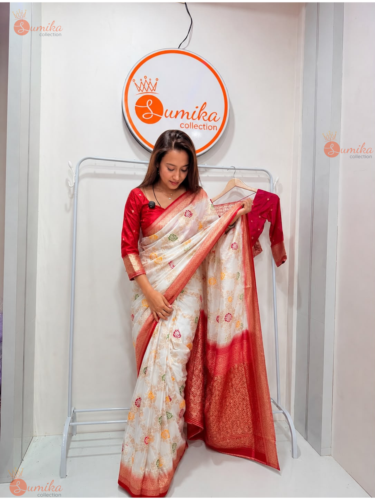 Red Grace Dola Silk Saree Set