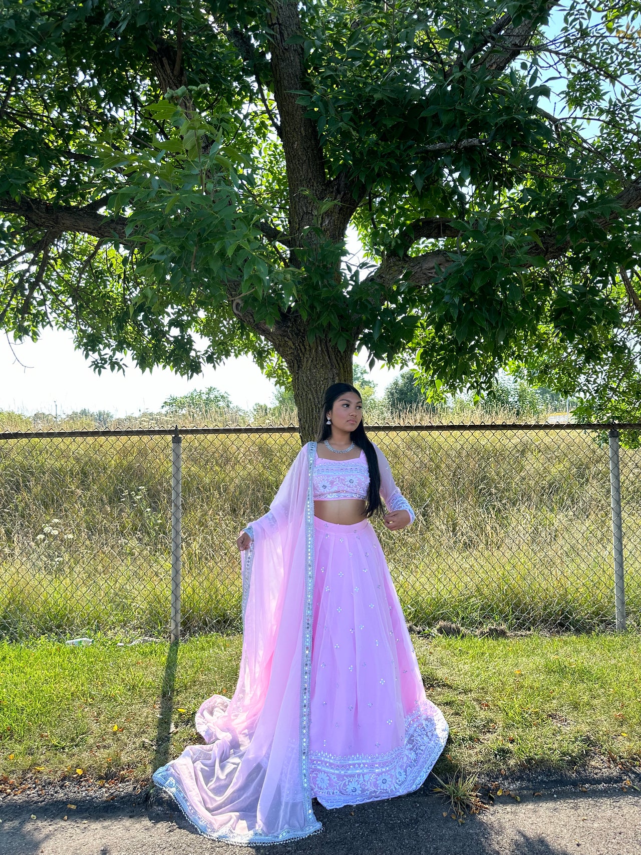 BABY PINK GEORGETTE LEHENGA CHOLI SET