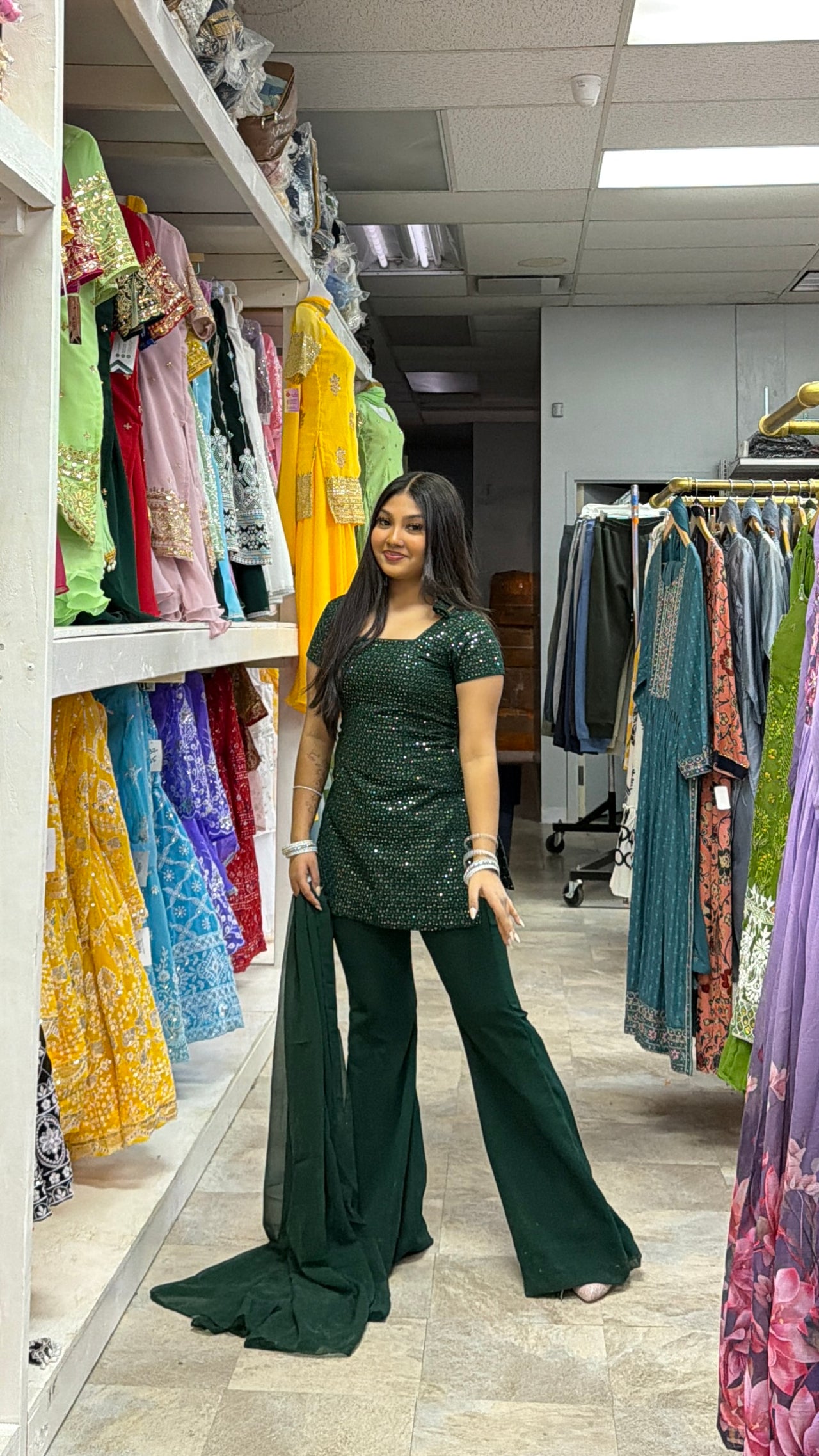 Dark Green 90’s Inspired Embroidered Kurta Set