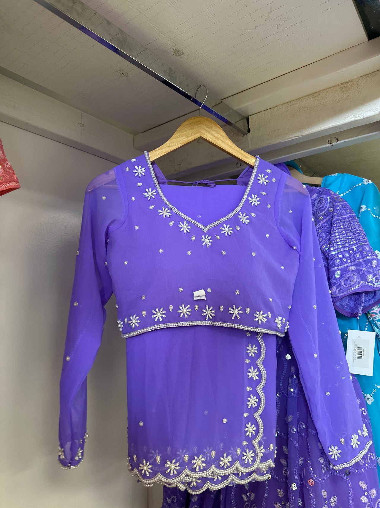 Heavy Handwork Ready-to-Wear Lilac Saree Set