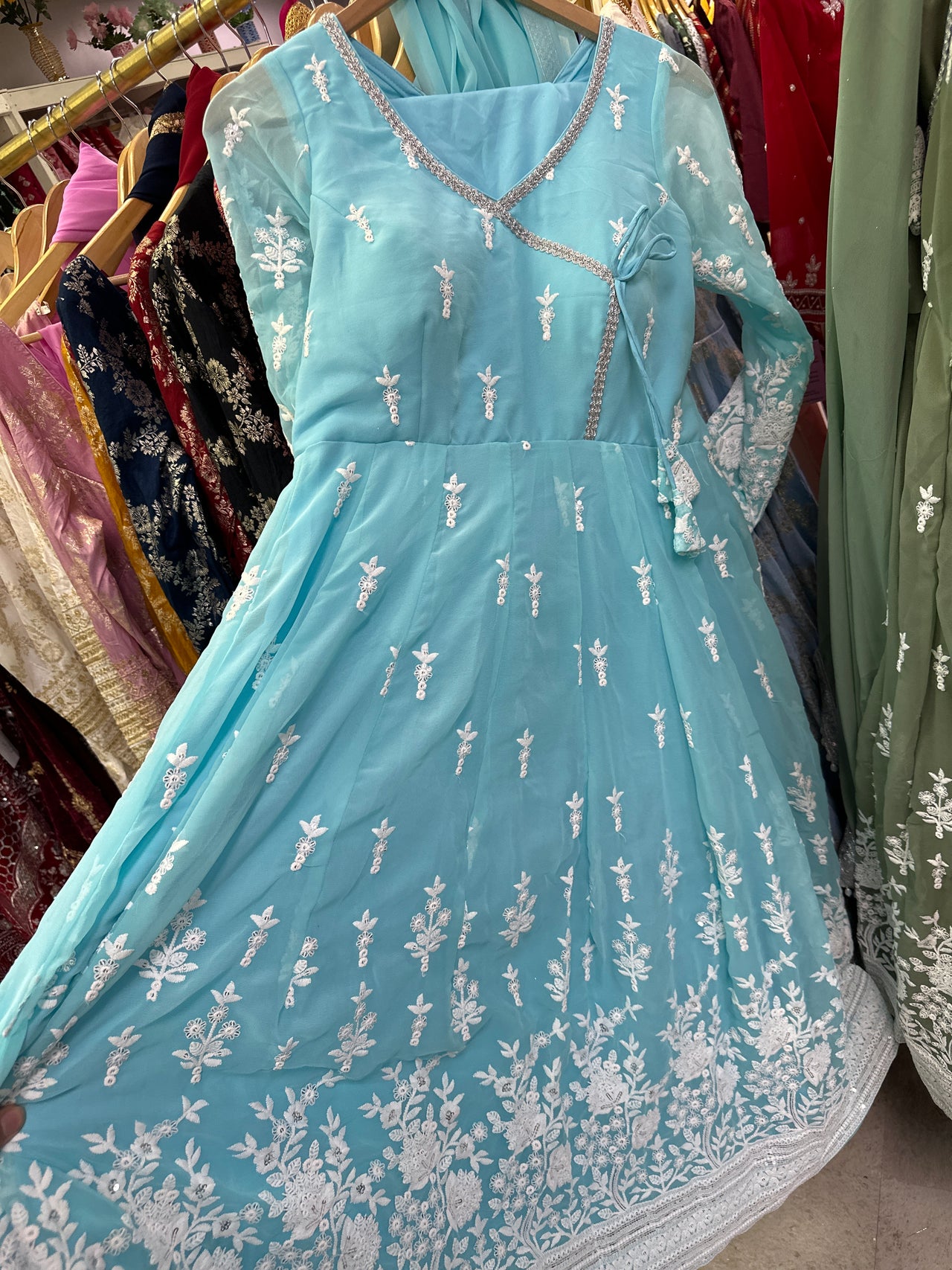 SKY BLUE Chaubandi Style High Quality Anarkali set