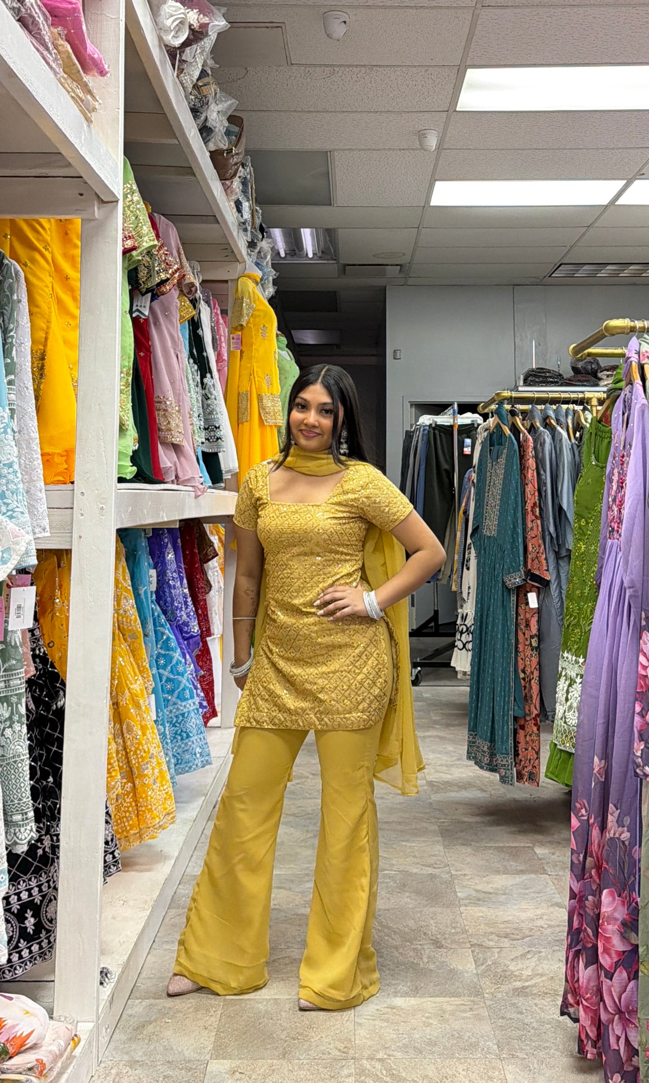 Golden 90’s Inspired Embroidered Kurta Set