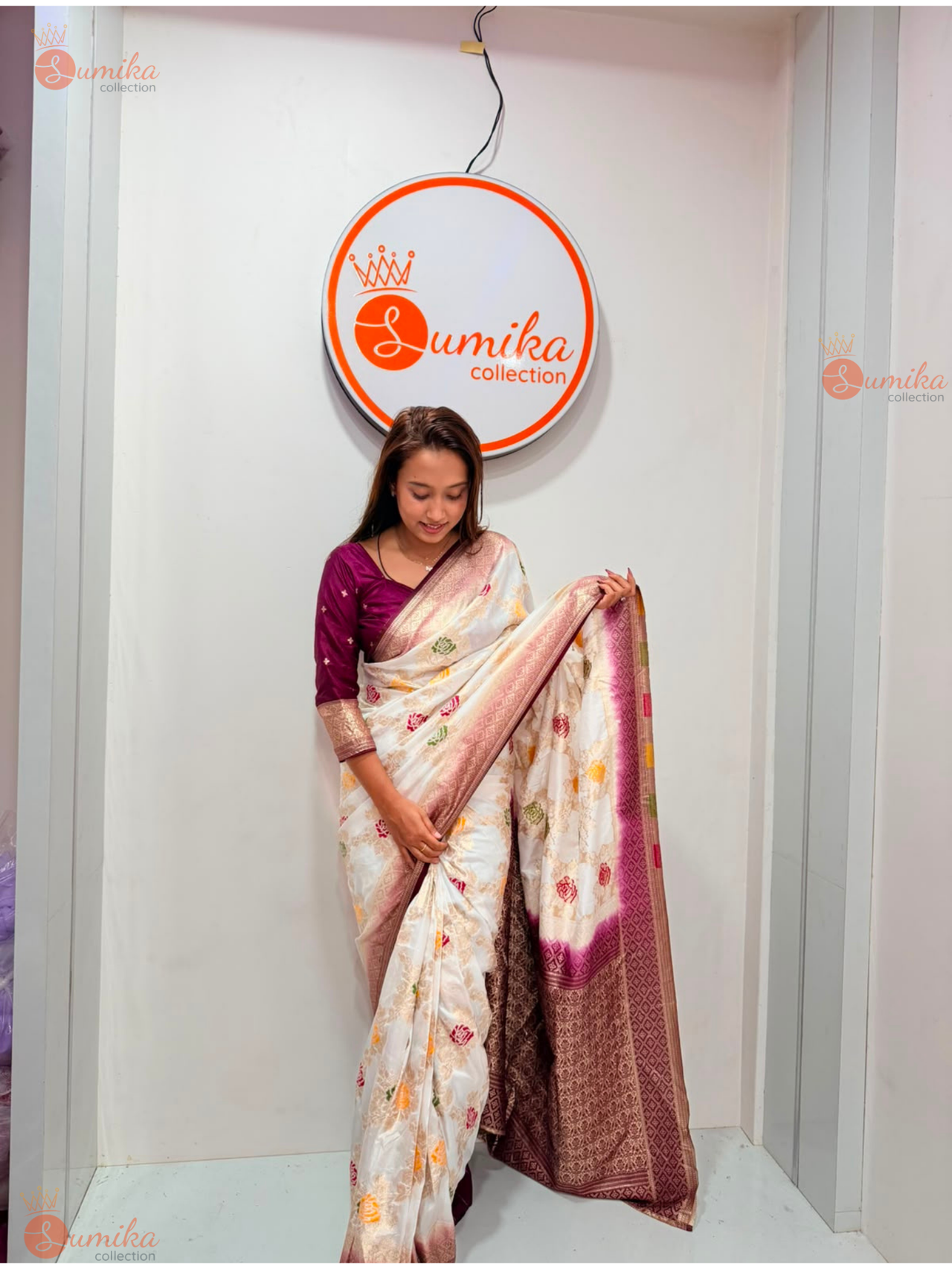 Wine Grace Dola Silk Saree Set
