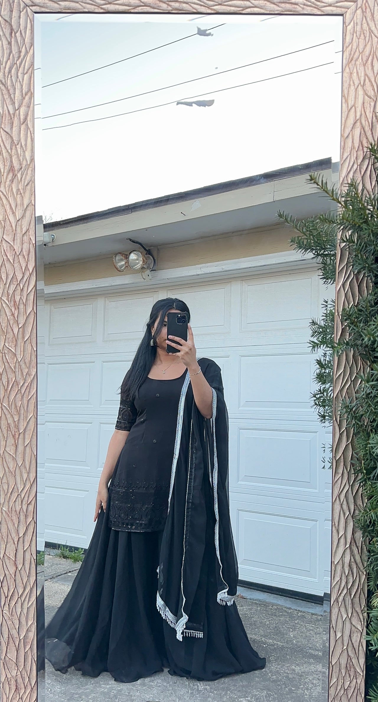 Black Embroidered Sharara Set