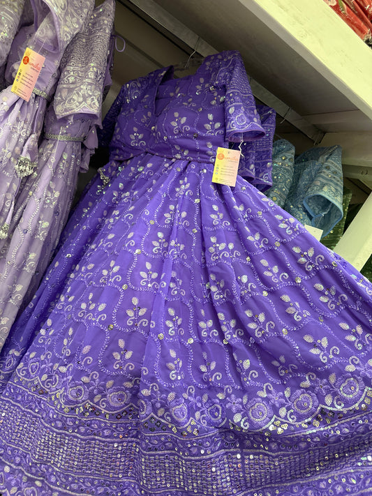 PURPLE GEORGETTE LEHENGA CHOLI SET