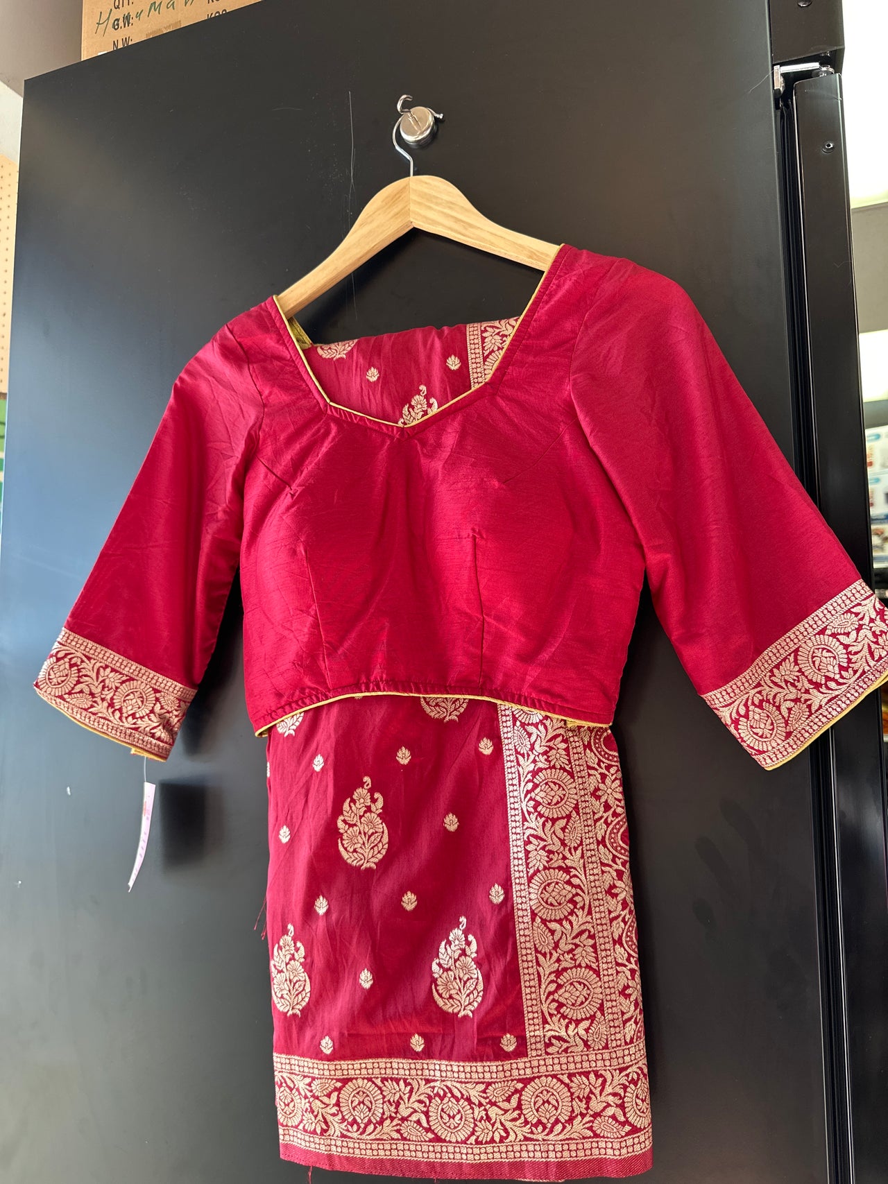 Maroon Fancy Dola Silk Saree - Ready to Wear Saree set