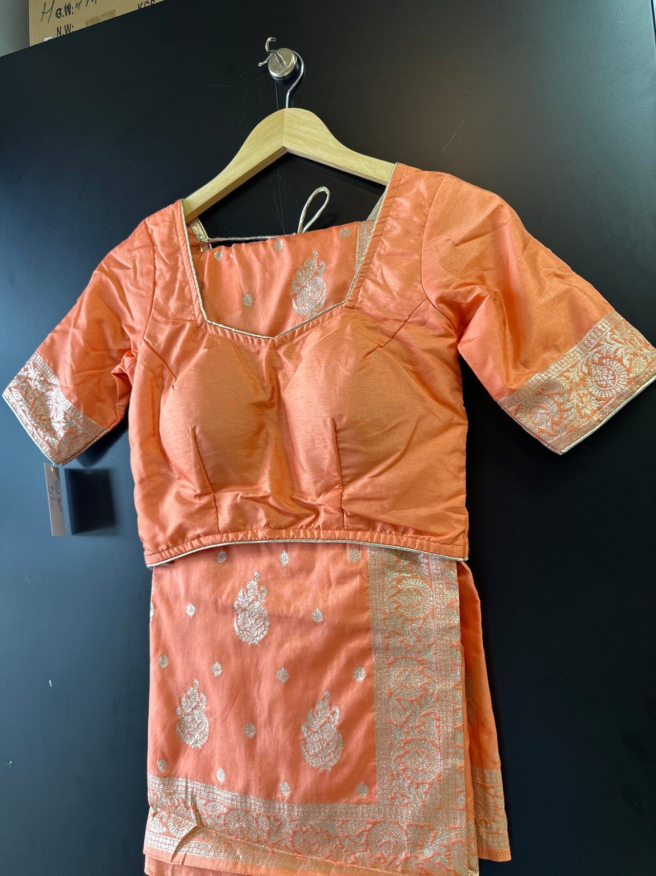 Peach Fancy Dola Silk Saree - Ready to Wear Saree set