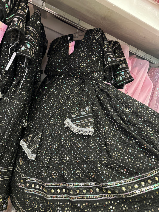 BLACK GEORGETTE LEHENGA CHOLI SET