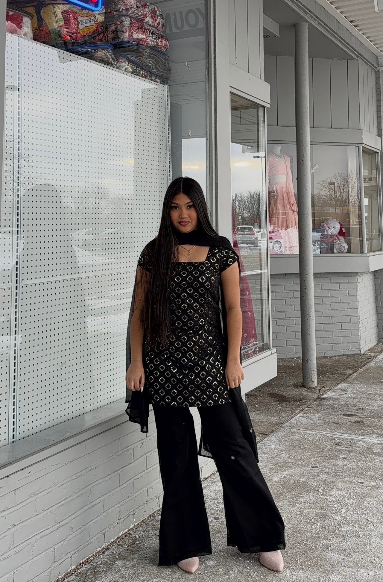 Black 90’s Inspired Embroidered Kurta Set