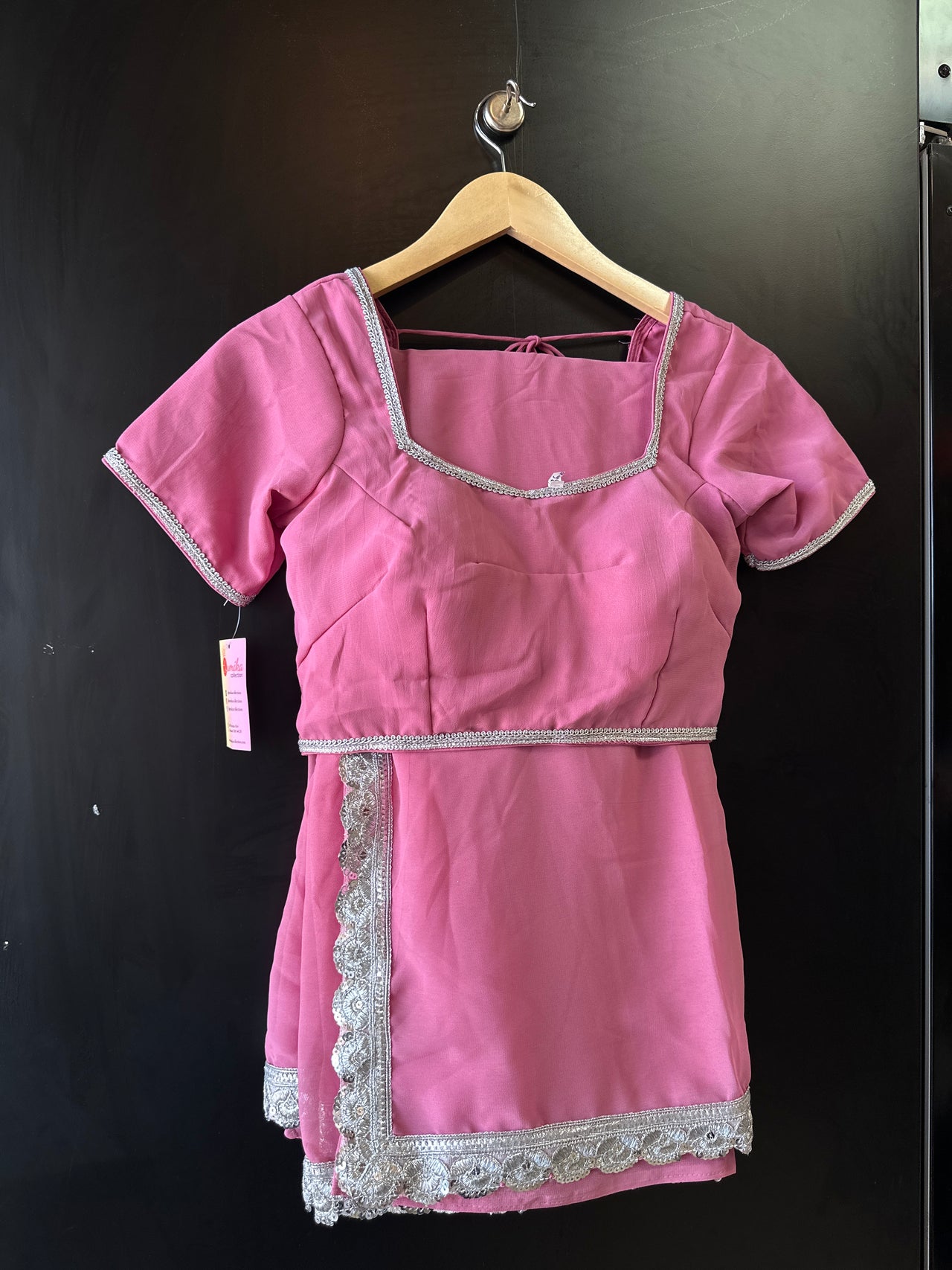 Dusky Pink Georgette Saree Set - Ready to Wear