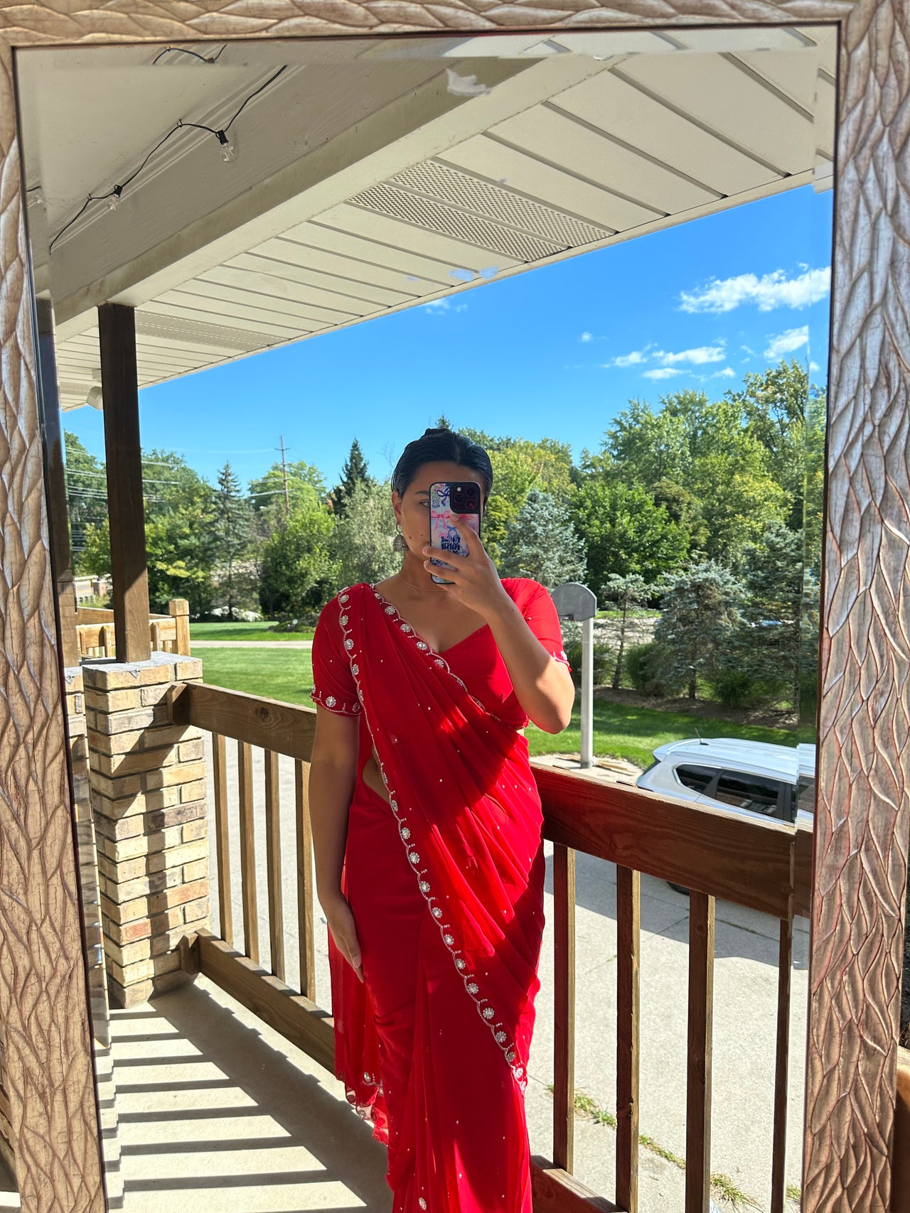 Boutique Red Ready to wear Saree set