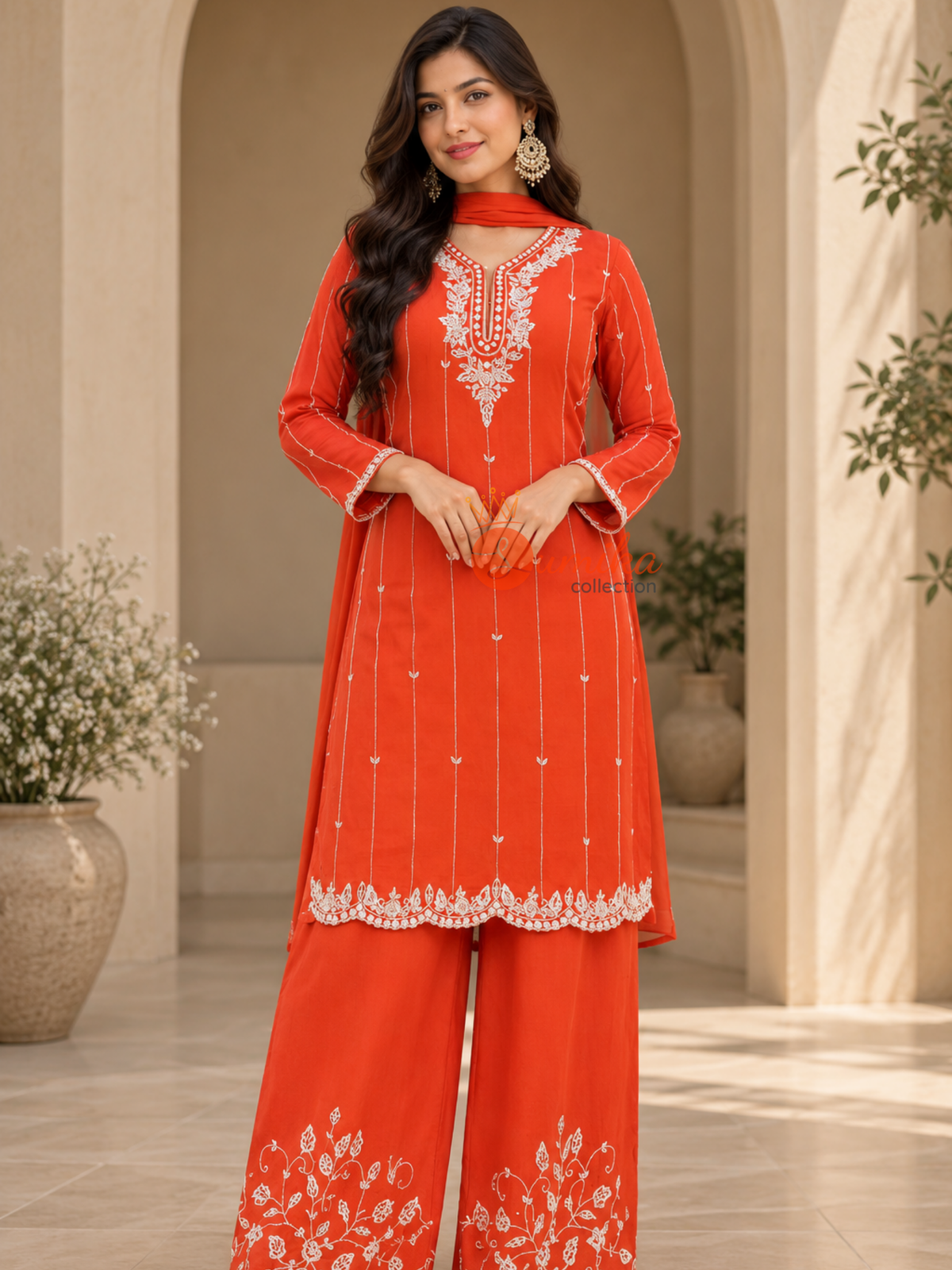 Embroidered 90's Inspired Palazzo Kurta Set