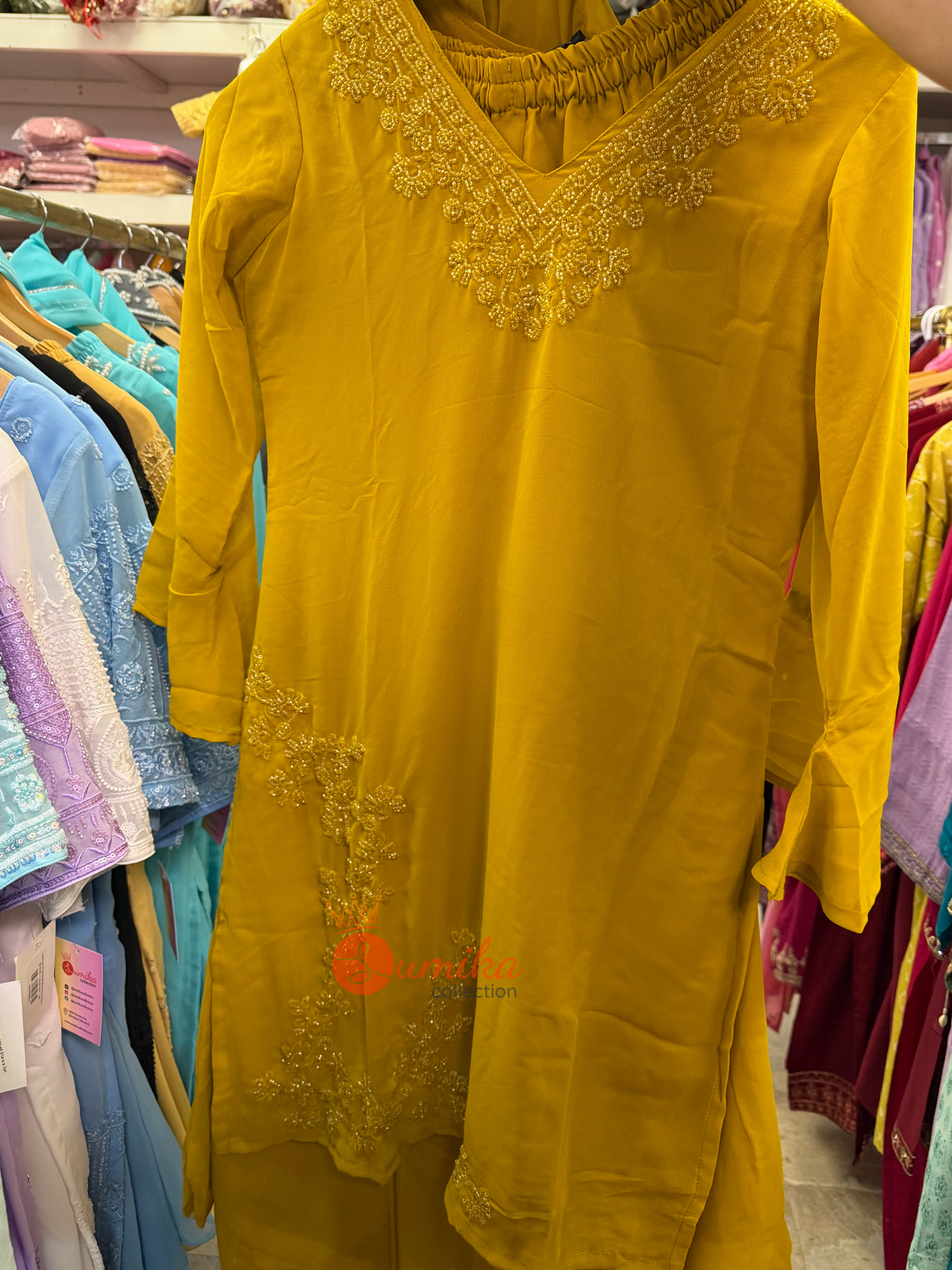 Mustard 90’s Inspired Embroidered Kurta Set