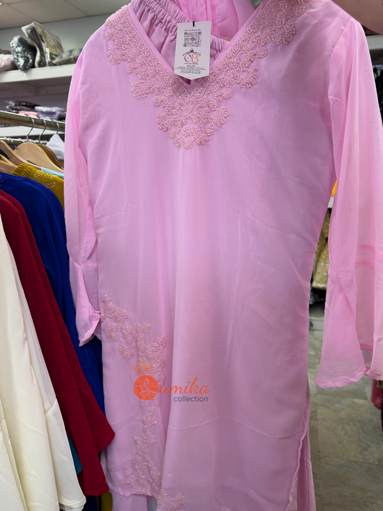 Baby pink 90’s Inspired Embroidered Kurta Set