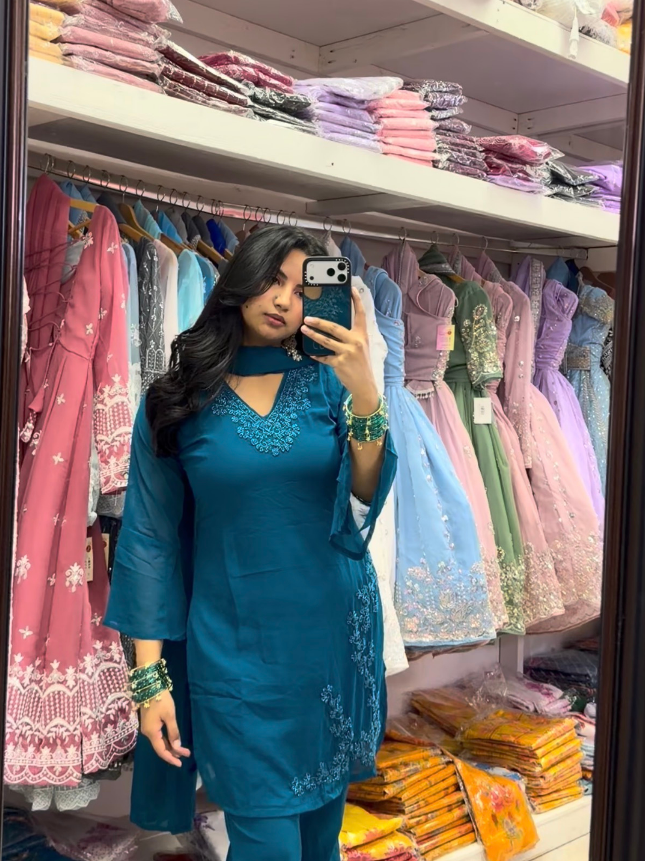 Teal Blue 90’s Inspired Embroidered Kurta Set