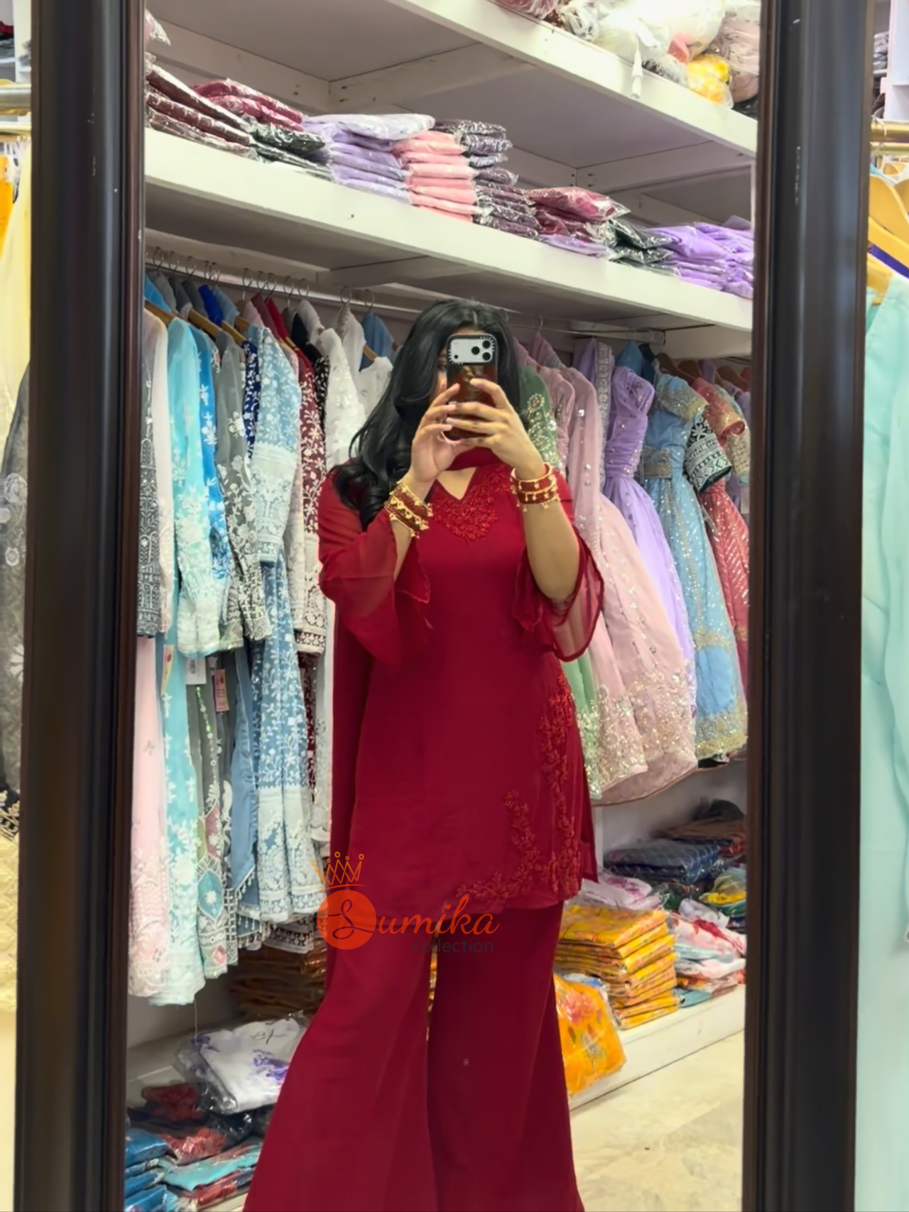 Red 90’s Inspired Embroidered Kurta Set
