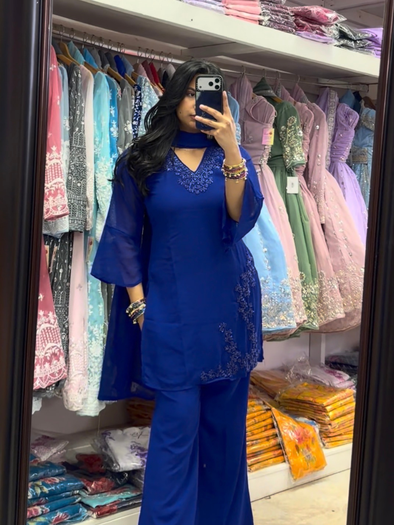 Royal Blue 90’s Inspired Embroidered Kurta Set