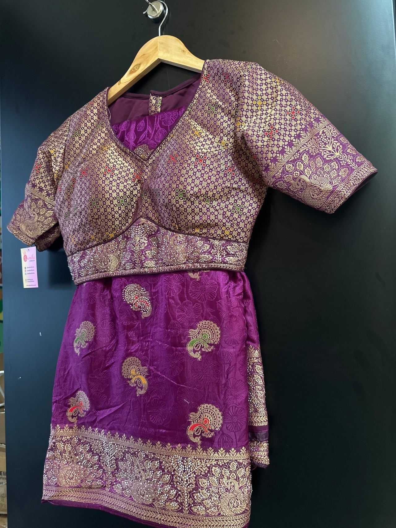 Banarasi Ready to Wear Saree Set- Purple