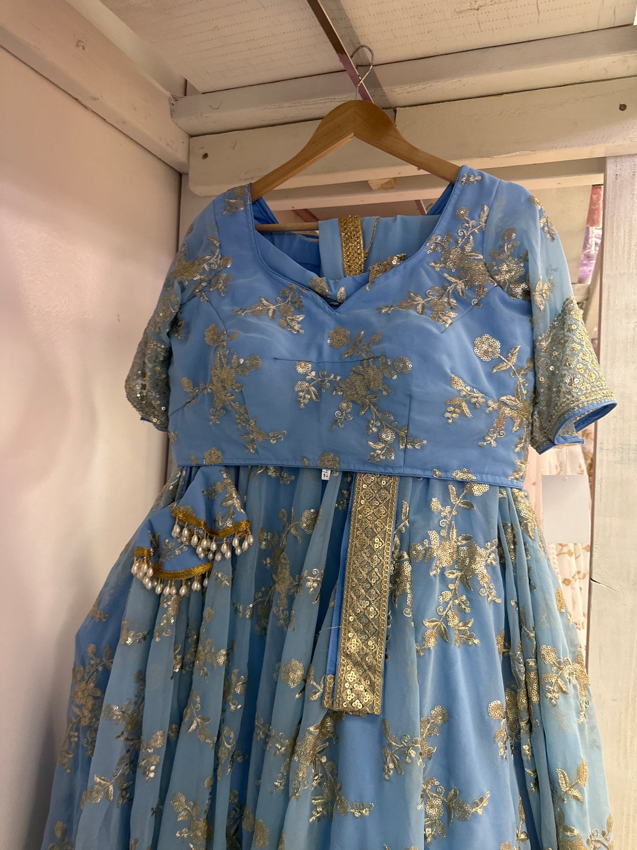 Golden blue -golden High Quality Lehenga