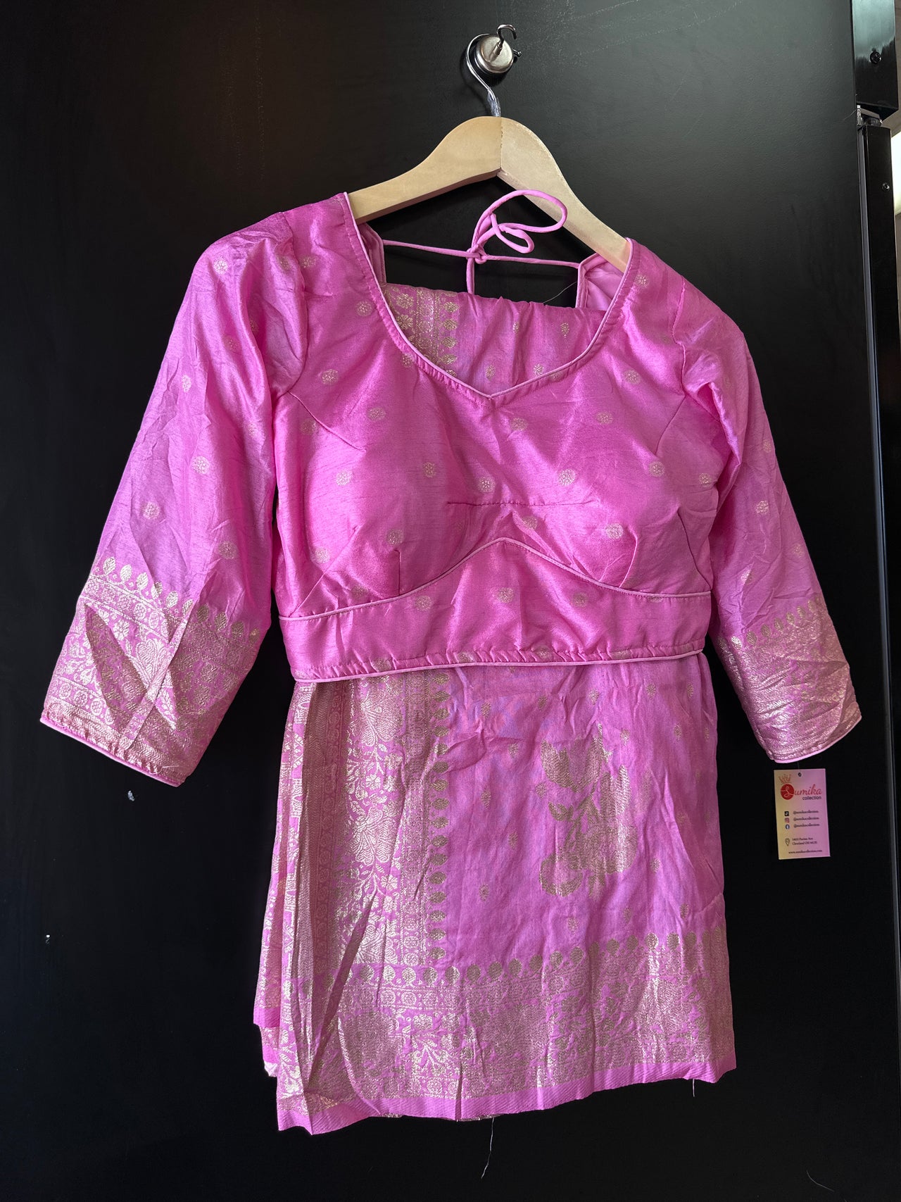 Dola Silk Saree - Light Pink Ready to Wear Saree Set