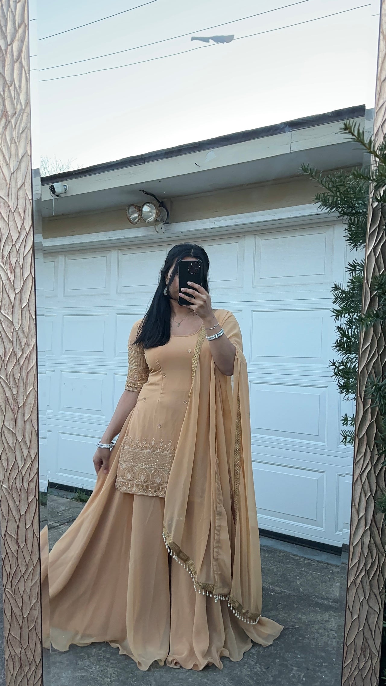 Golden Embroidered Sharara Set