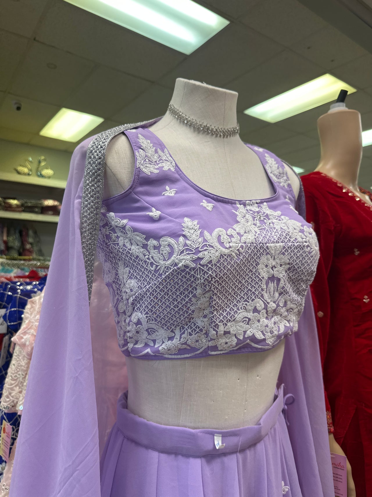 Lavender-White High Quality Lehenga