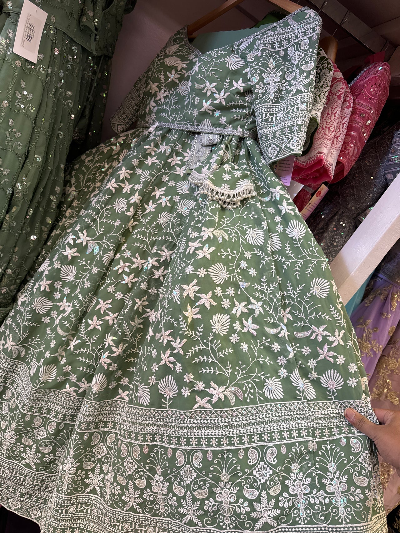 PASTEL GREEN GEORGETTE LEHENGA CHOLI SET