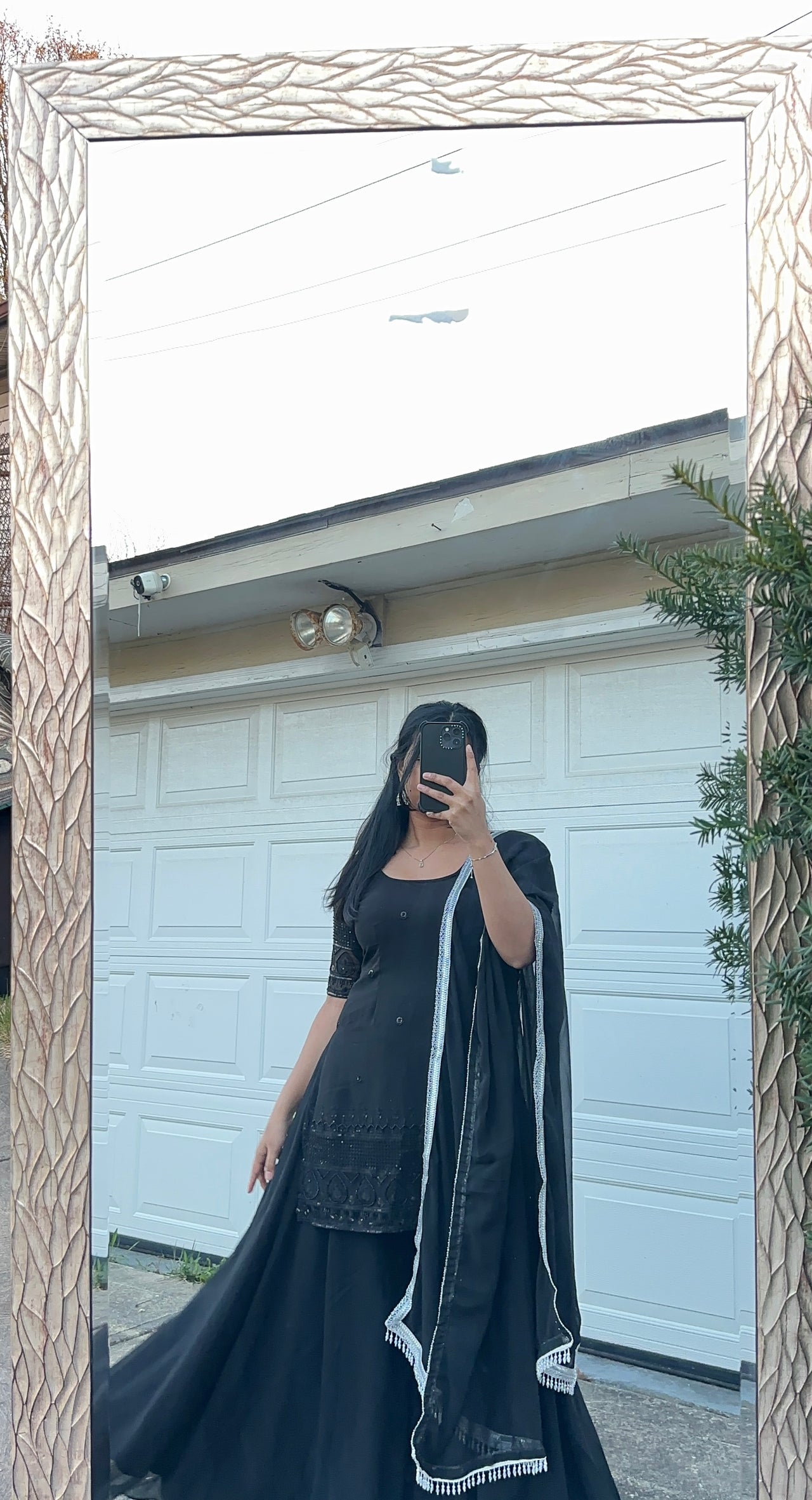 Black Embroidered Sharara Set