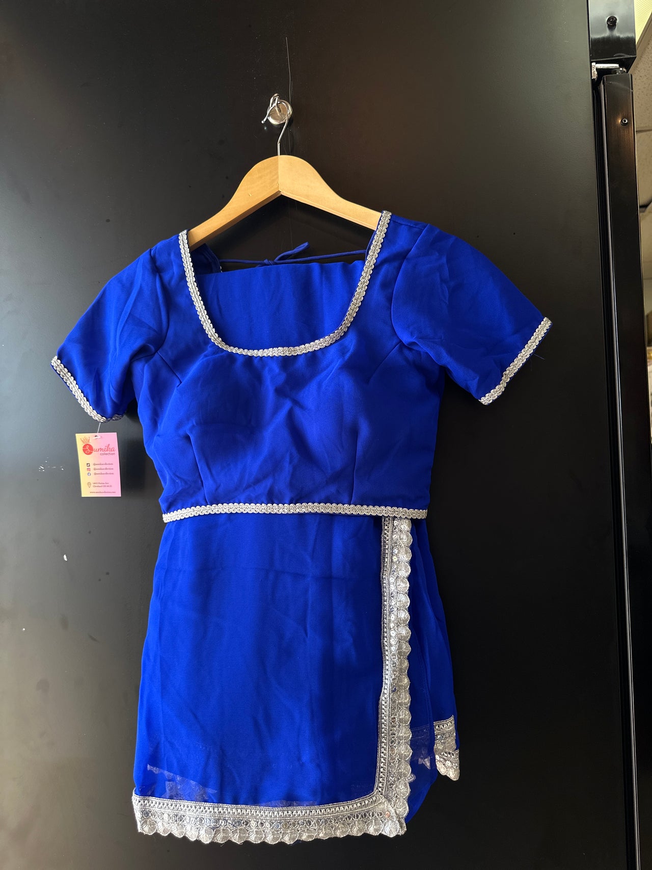 Royal Blue Georgette Saree Set - Ready to Wear