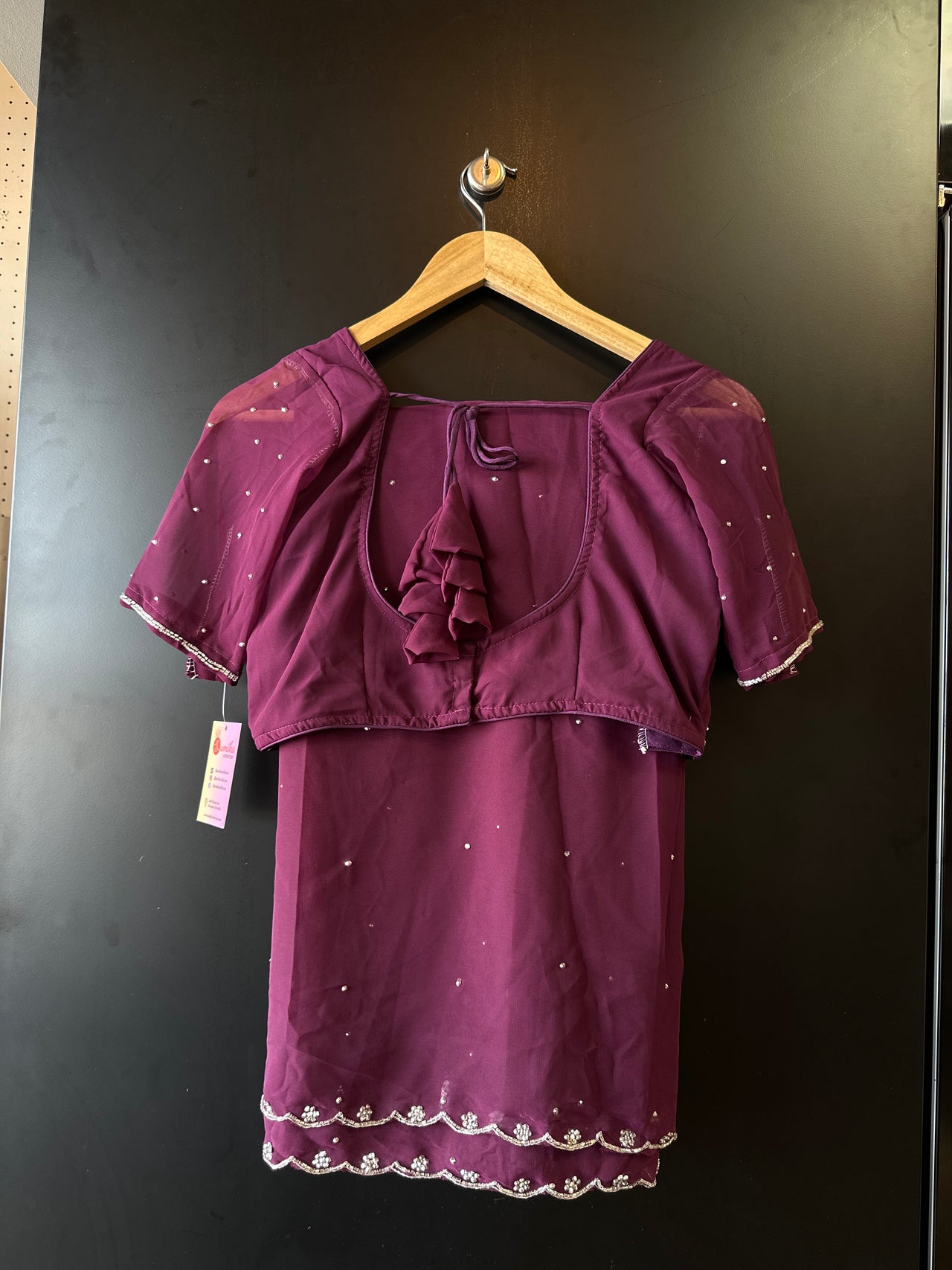 Boutique Dark Purple Ready to Wear Saree set