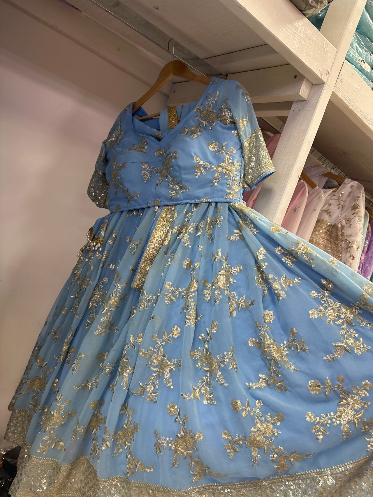 Golden blue -golden High Quality Lehenga