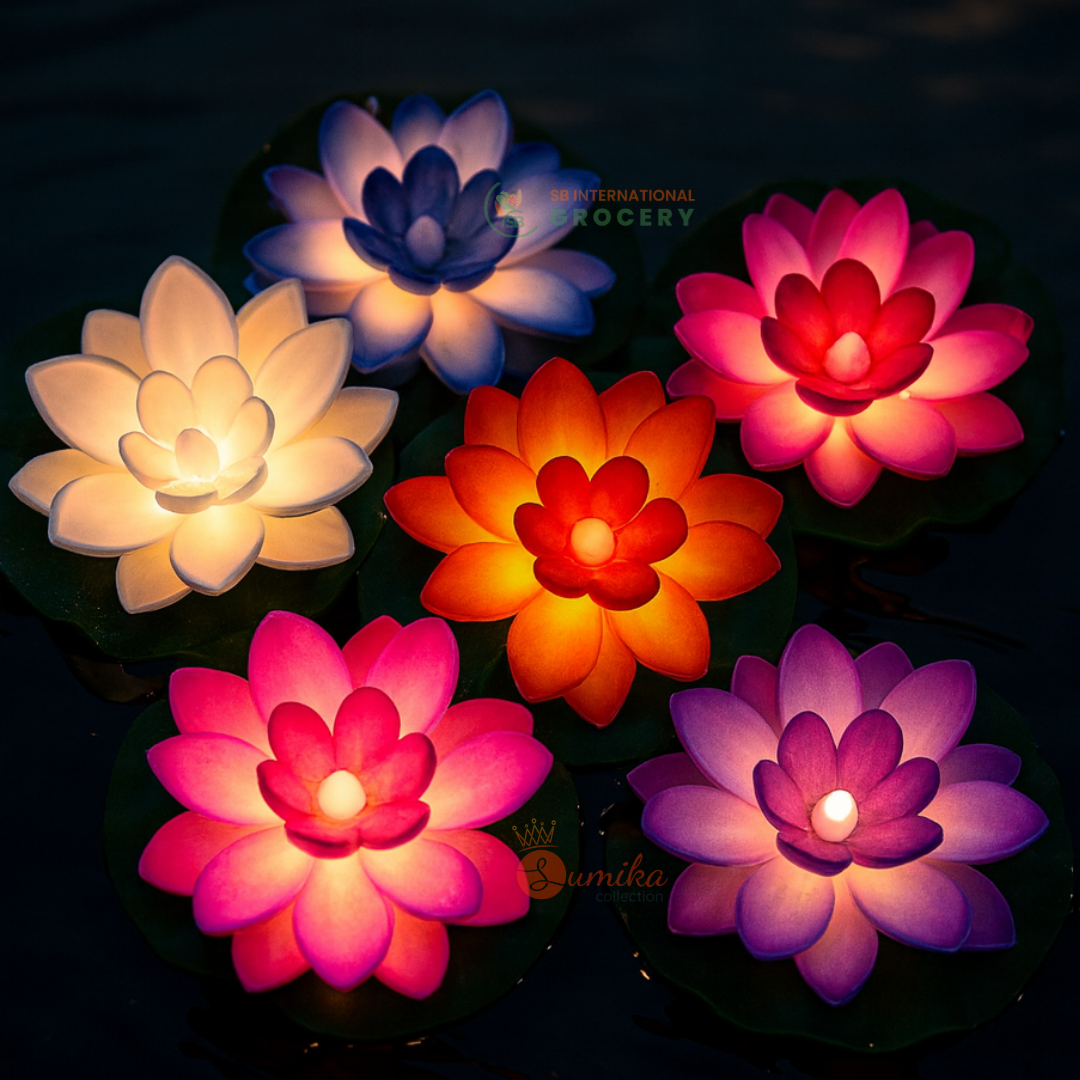 Floating Diwali Lotus Lamps – Water-Activated LED Candles (Smokeless)