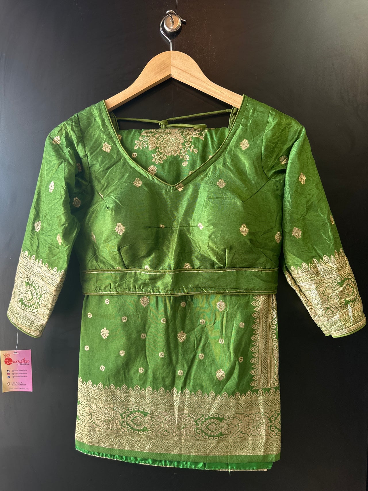 Dola Silk Saree - Green Ready to Wear Saree Set