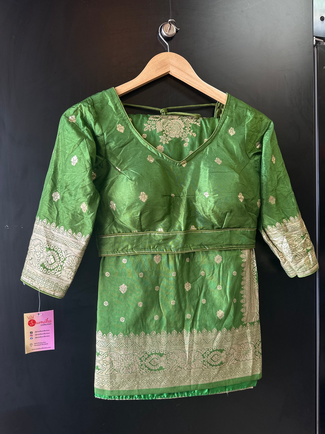 Dola Silk Saree - Green Ready to Wear Saree Set