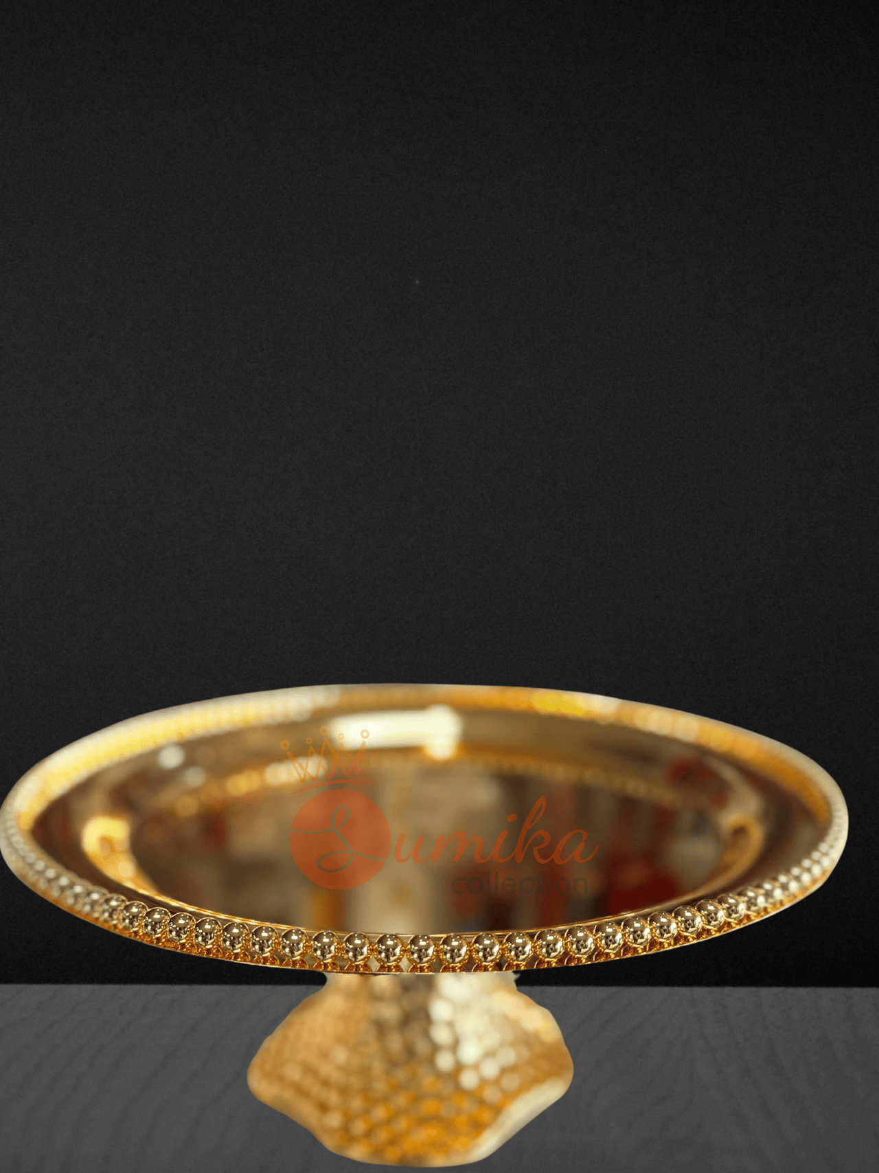 Large Gold & Silver Plated Tika Thali with Stand Only