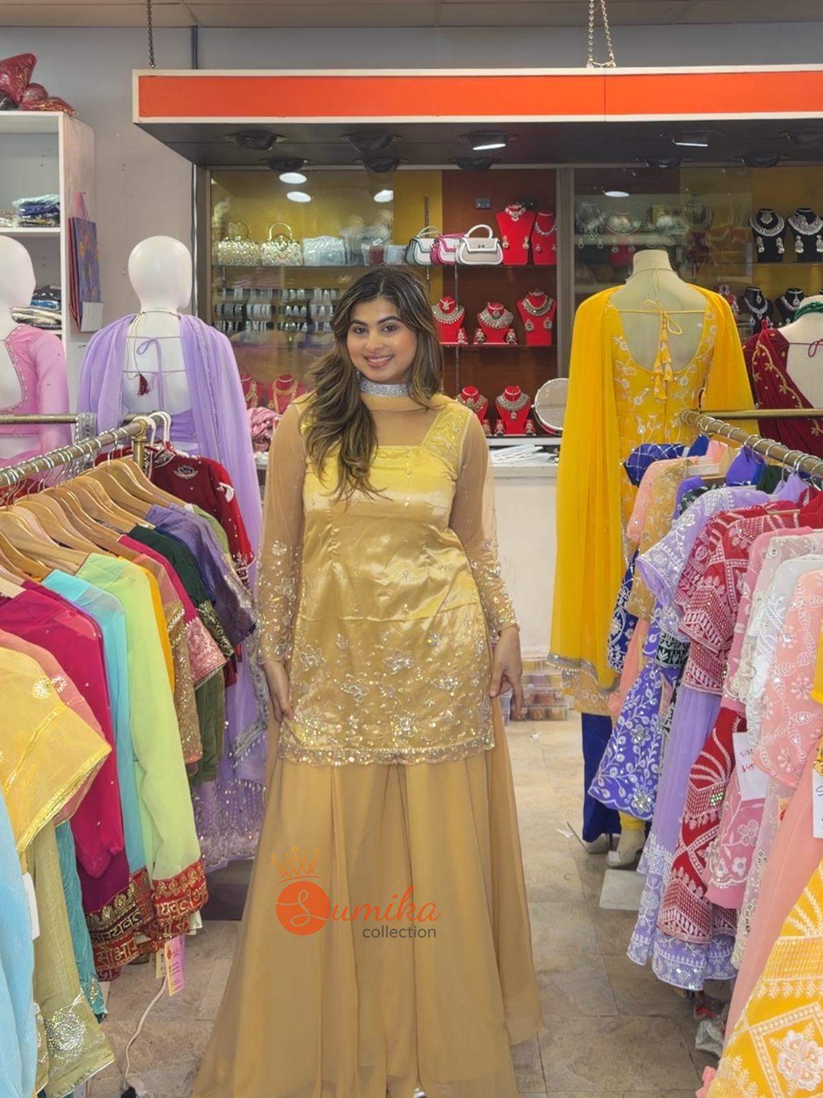 Gold Embroidered Sharara Set