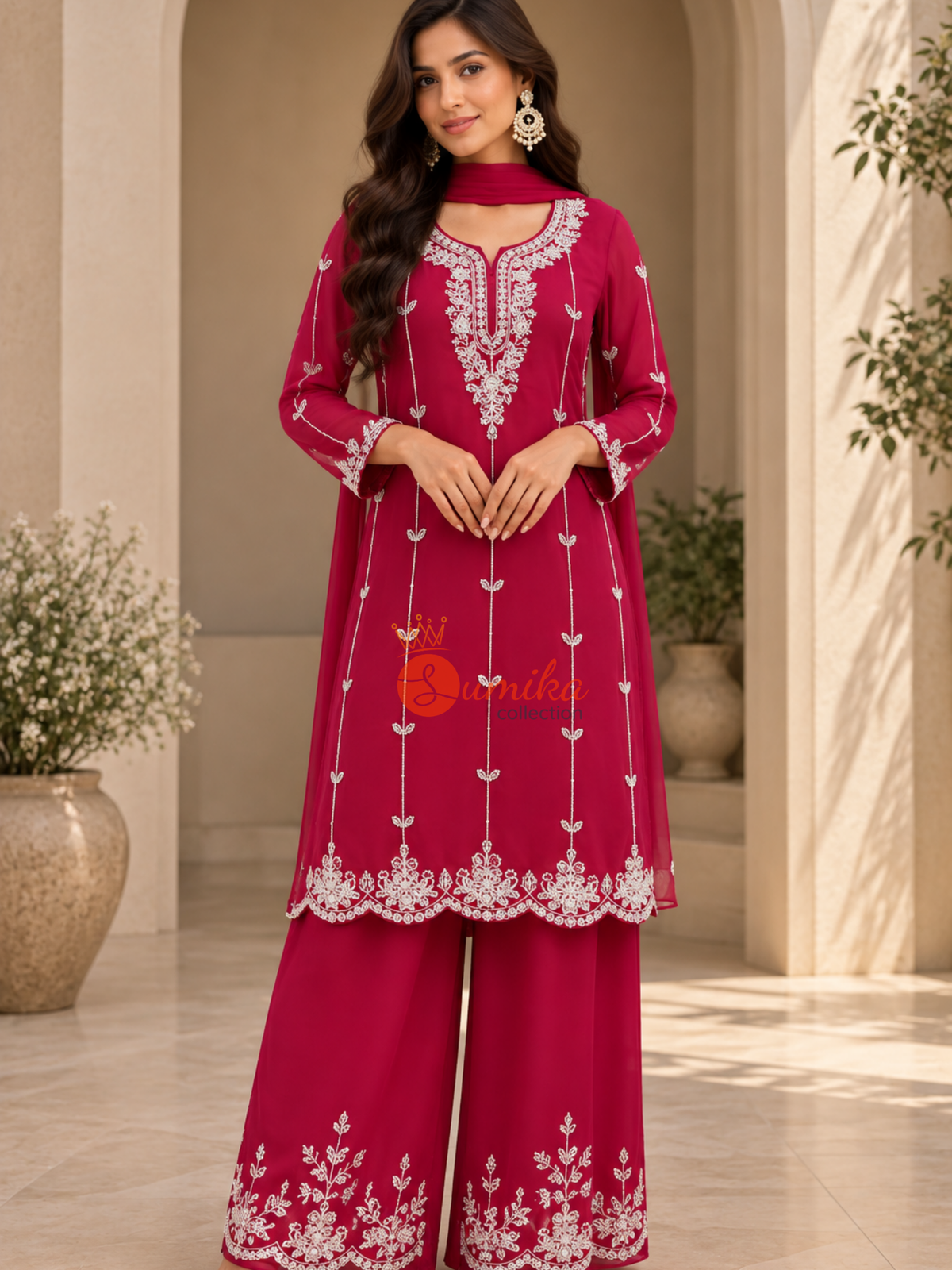 Embroidered 90's Inspired Palazzo Kurta Set
