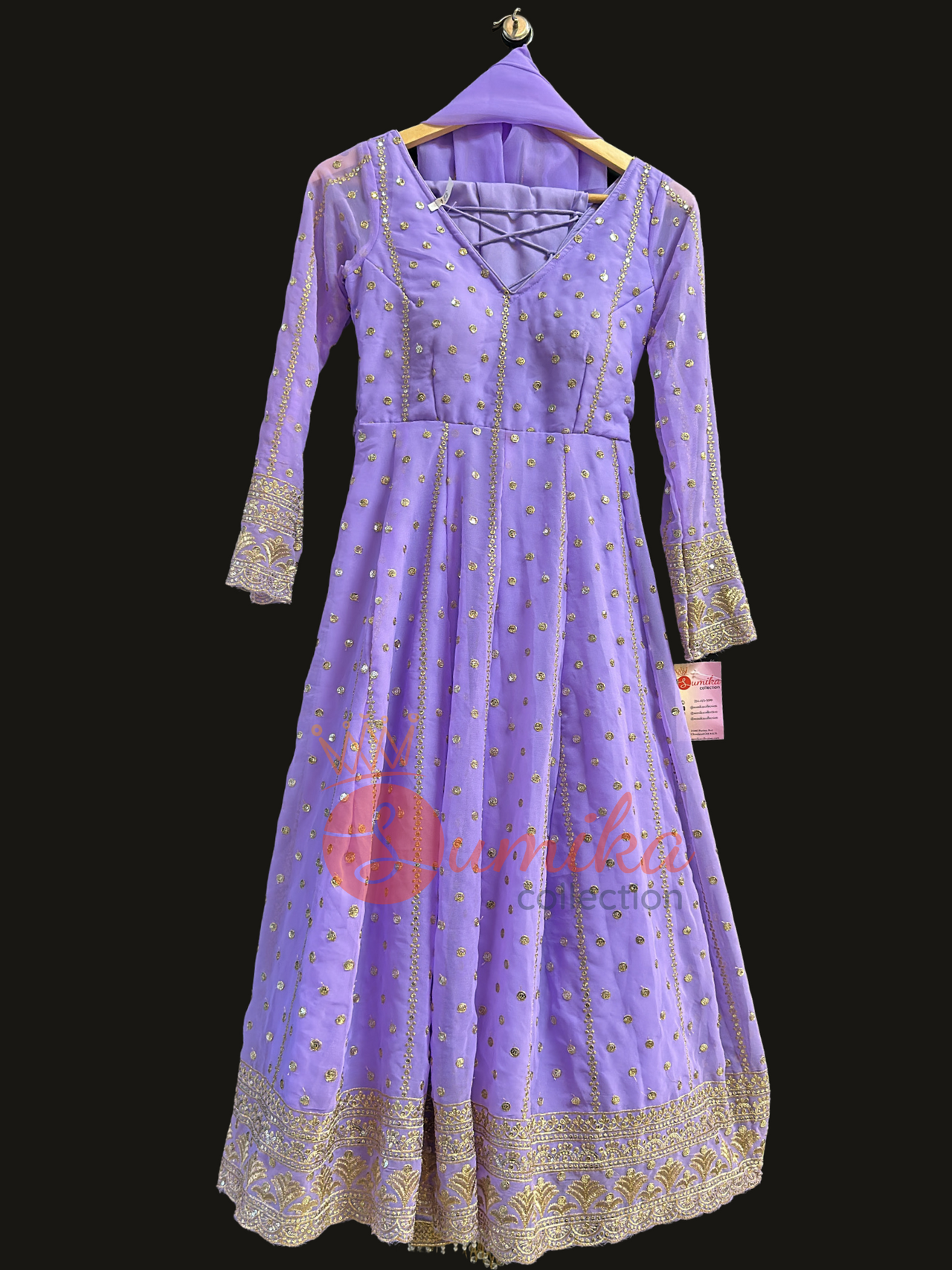 Lavender Anarkali Set (3pcs)