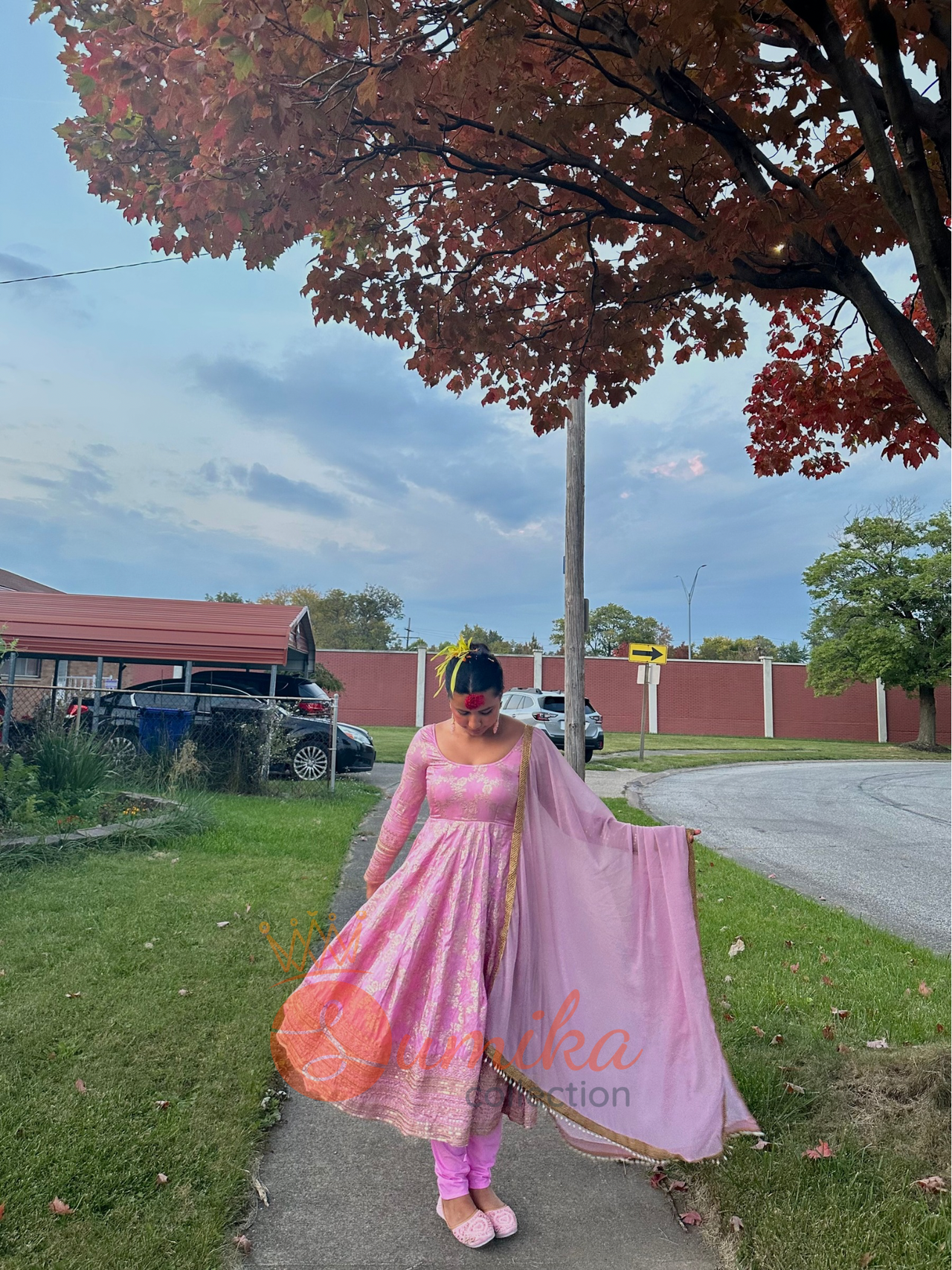 Pink Dola Slik High Quality Anarkali Set