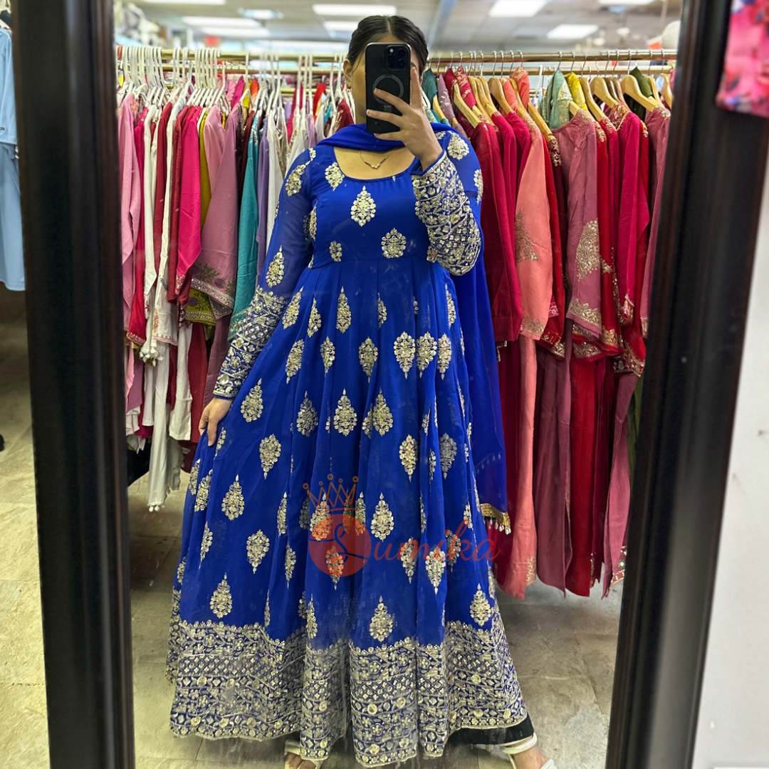 Full Sleeves Embroidered Gown – Authentic Nepali & Indian Occasion Wear